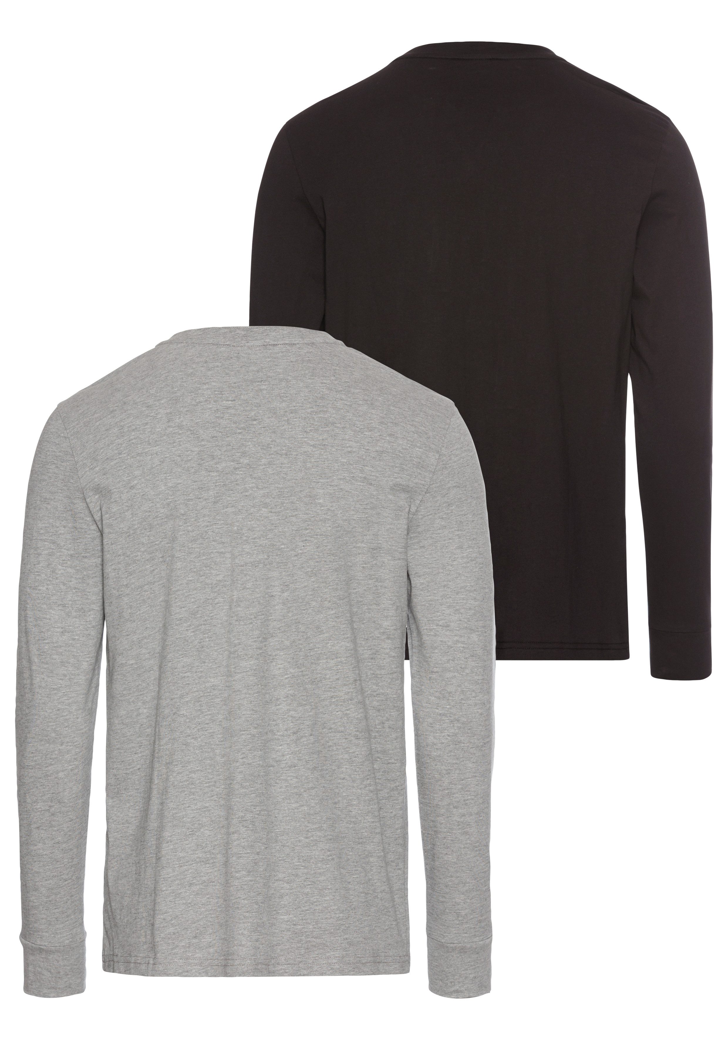 H.I.S Henleyshirt met knoopsluiting (set 2-delig 2 stuks)