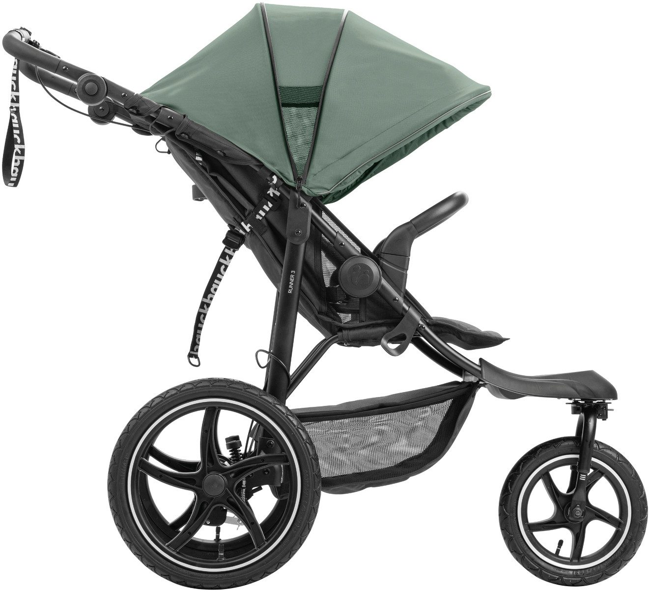 Hauck Kinderwagen met drie wielen Runner 3, Jungle Green met xxl-luchtwielen en handrem, tot 22 kg belastbaar