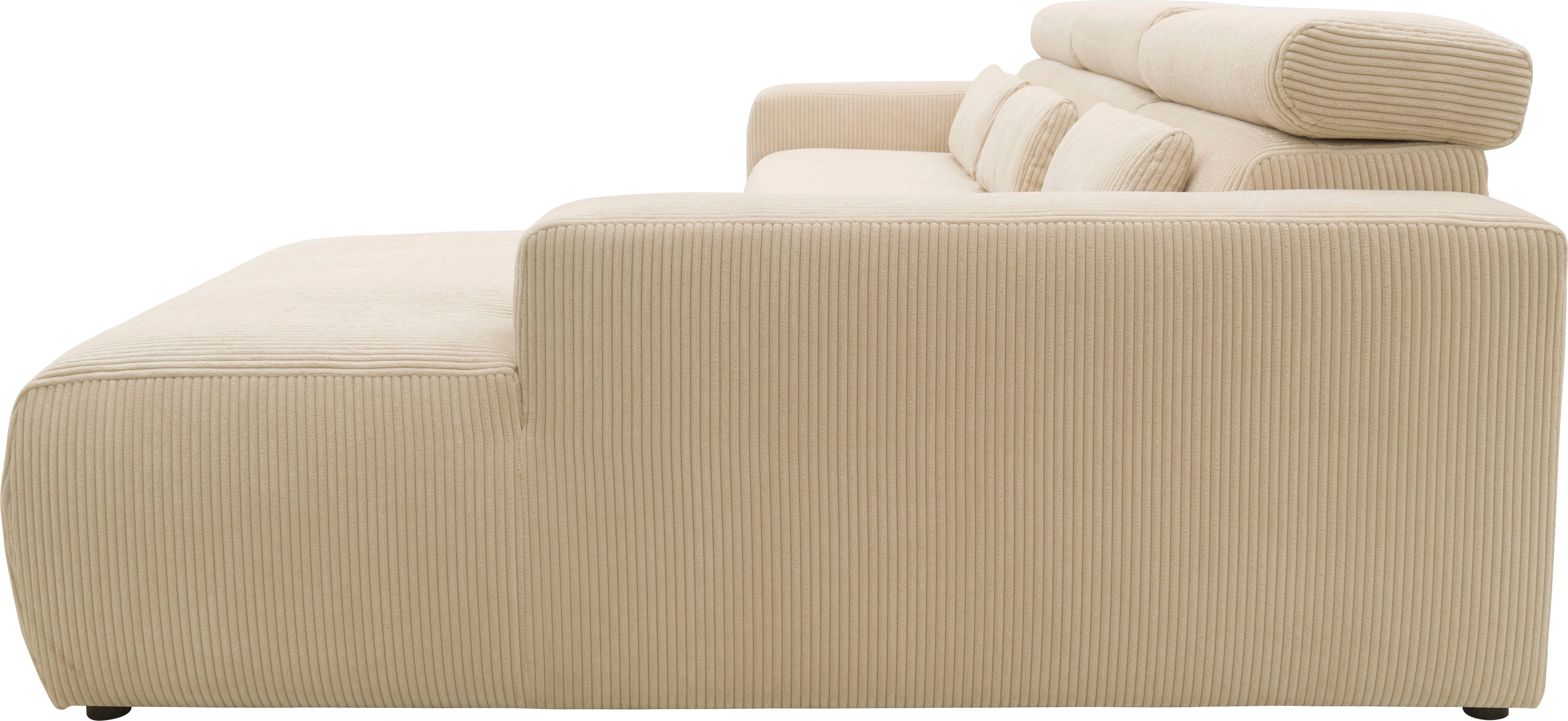 DOMO collection Hoekbank Brandon B/D/H: 289/177/80 cm, keuze met zitdiepteverstelling, L-vorm