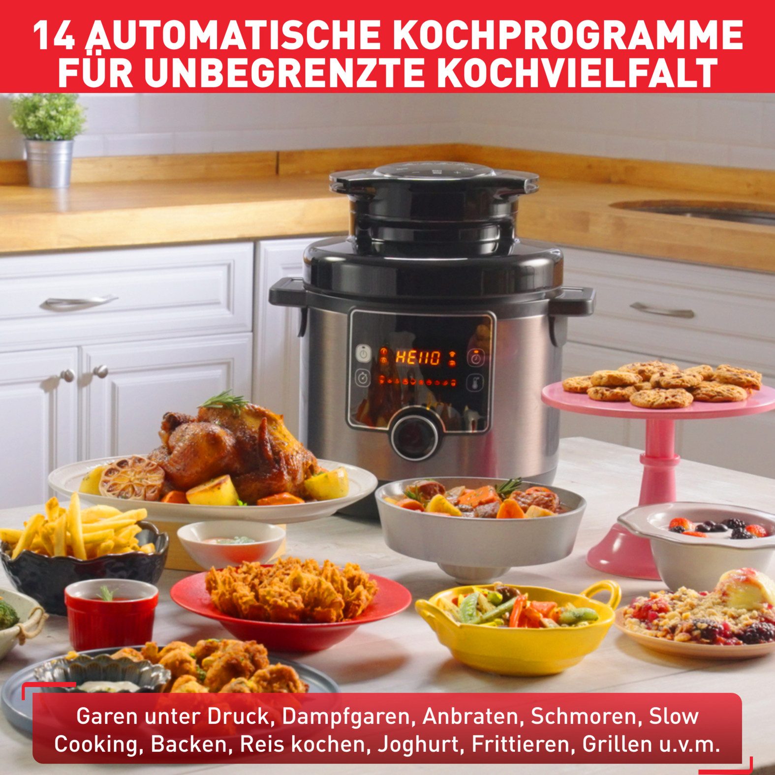 Tefal Multi-cooker CY7788 Turbo Cuisine & Fry Snelkookfunctie, 10 aut. kookprogramma's, 4 extra Crisp programma’s