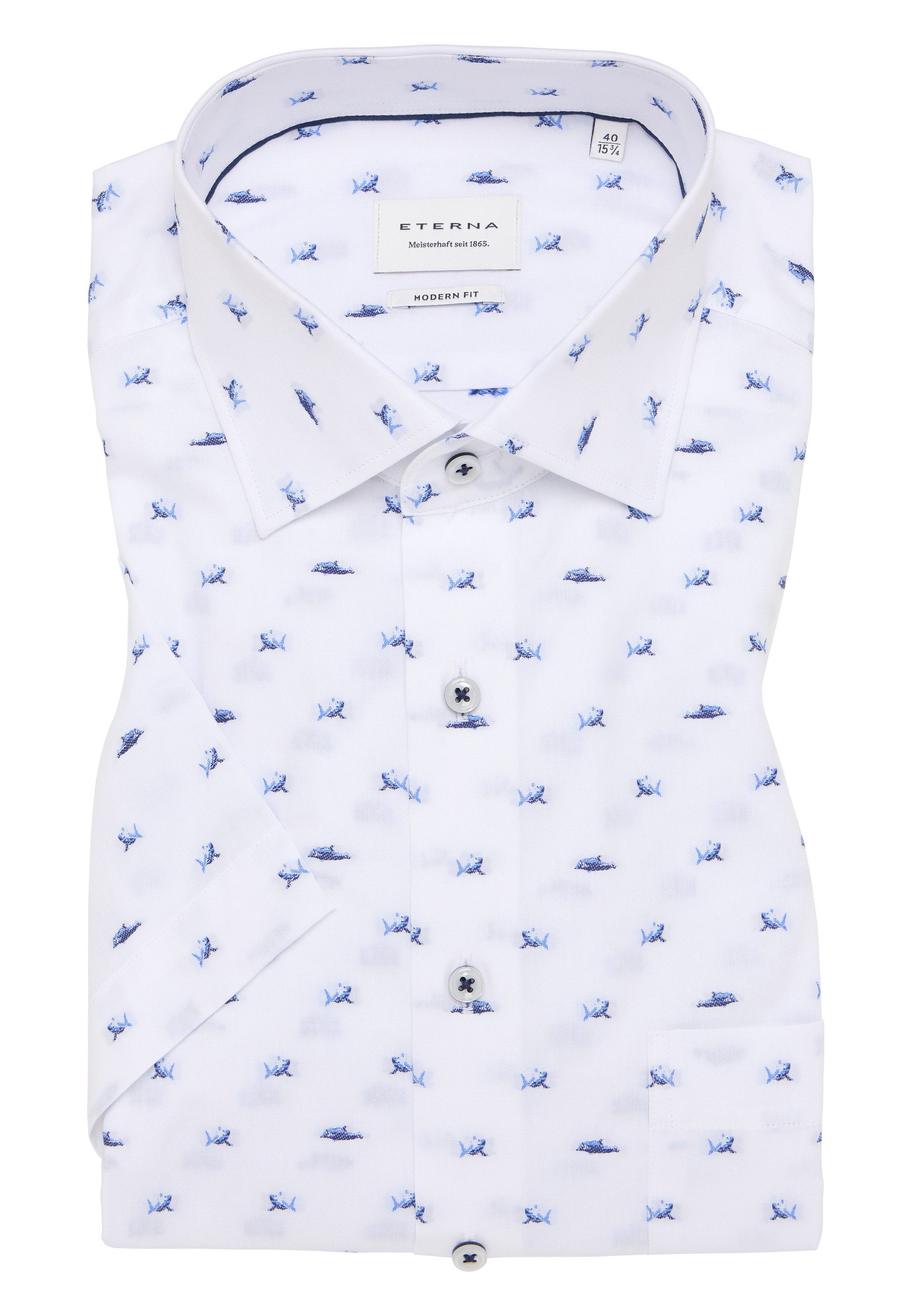 Eterna Overhemd met korte mouwen MODERN FIT NON IRON (strijkvrij)