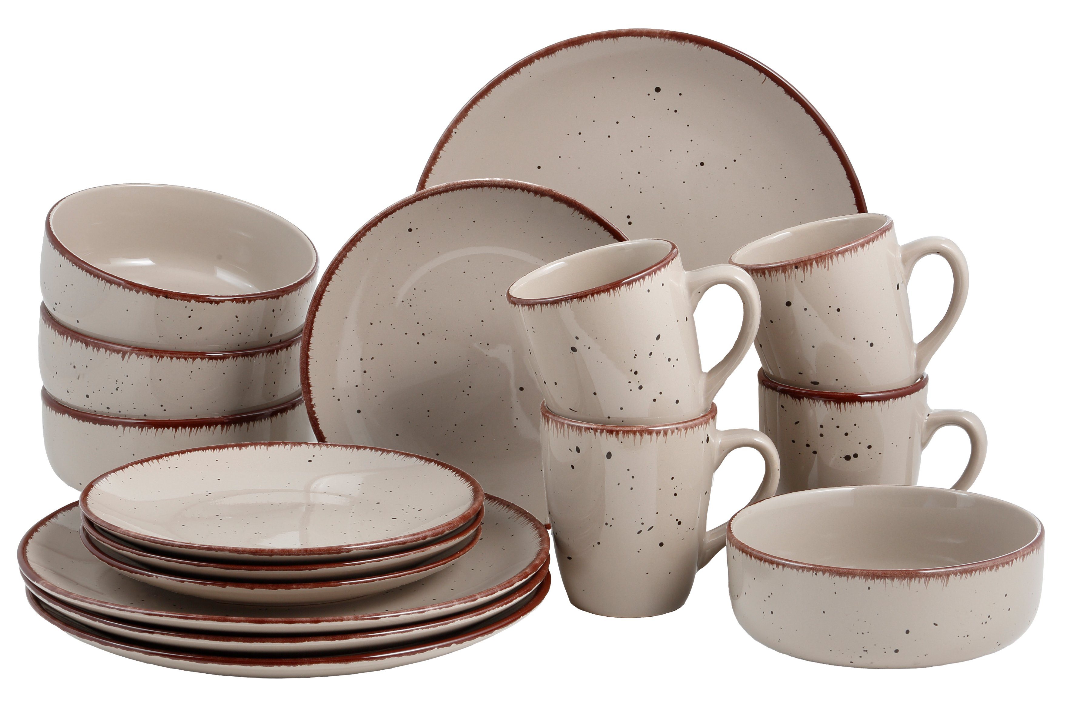 Home affaire Combi-servies Aisne Servies, handgeschilderd, elk stuk is uniek (set, 16-delig)