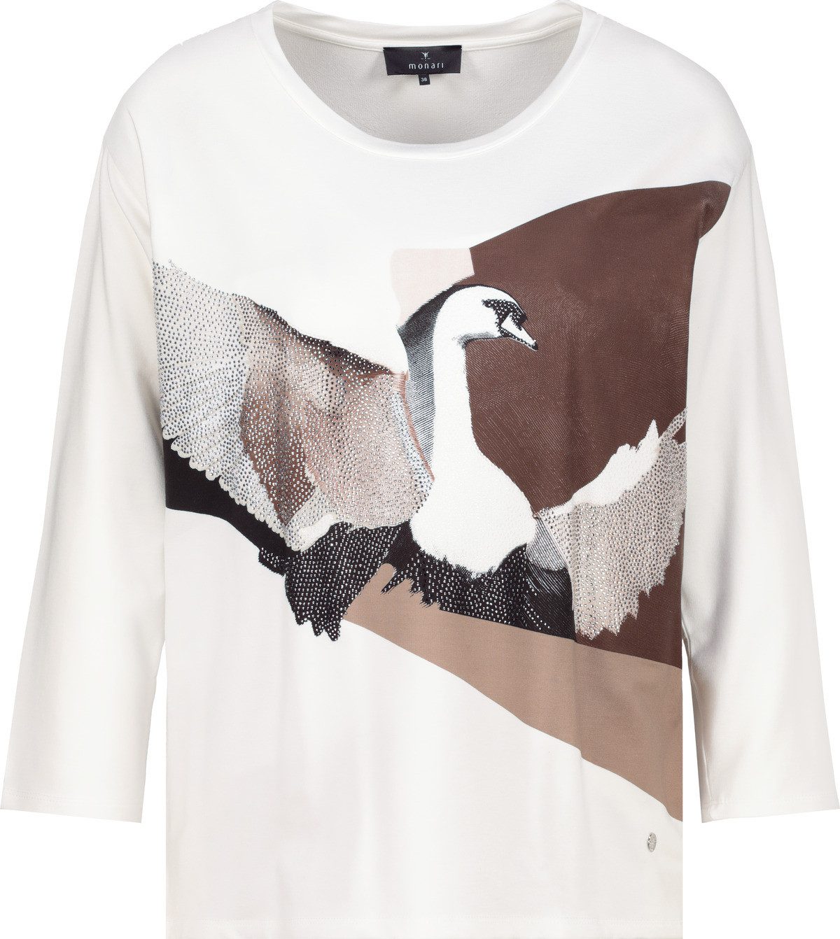 Monari Shirt met 3/4 mouwen Shirt zwaan Regular fit met ronde hals