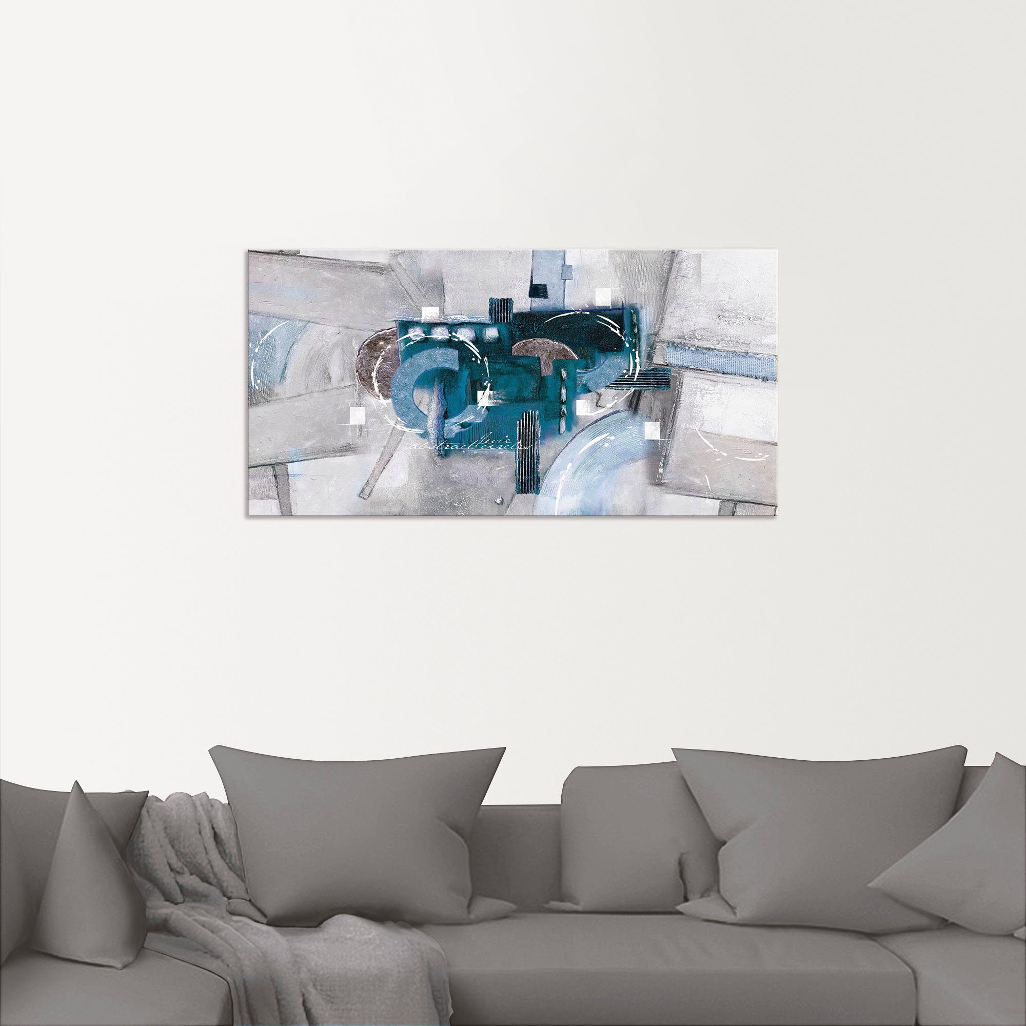 Artland Artprint Abstracte blauwe rondjes als artprint van aluminium, artprint voor buiten, artprint op linnen, poster, muursticker