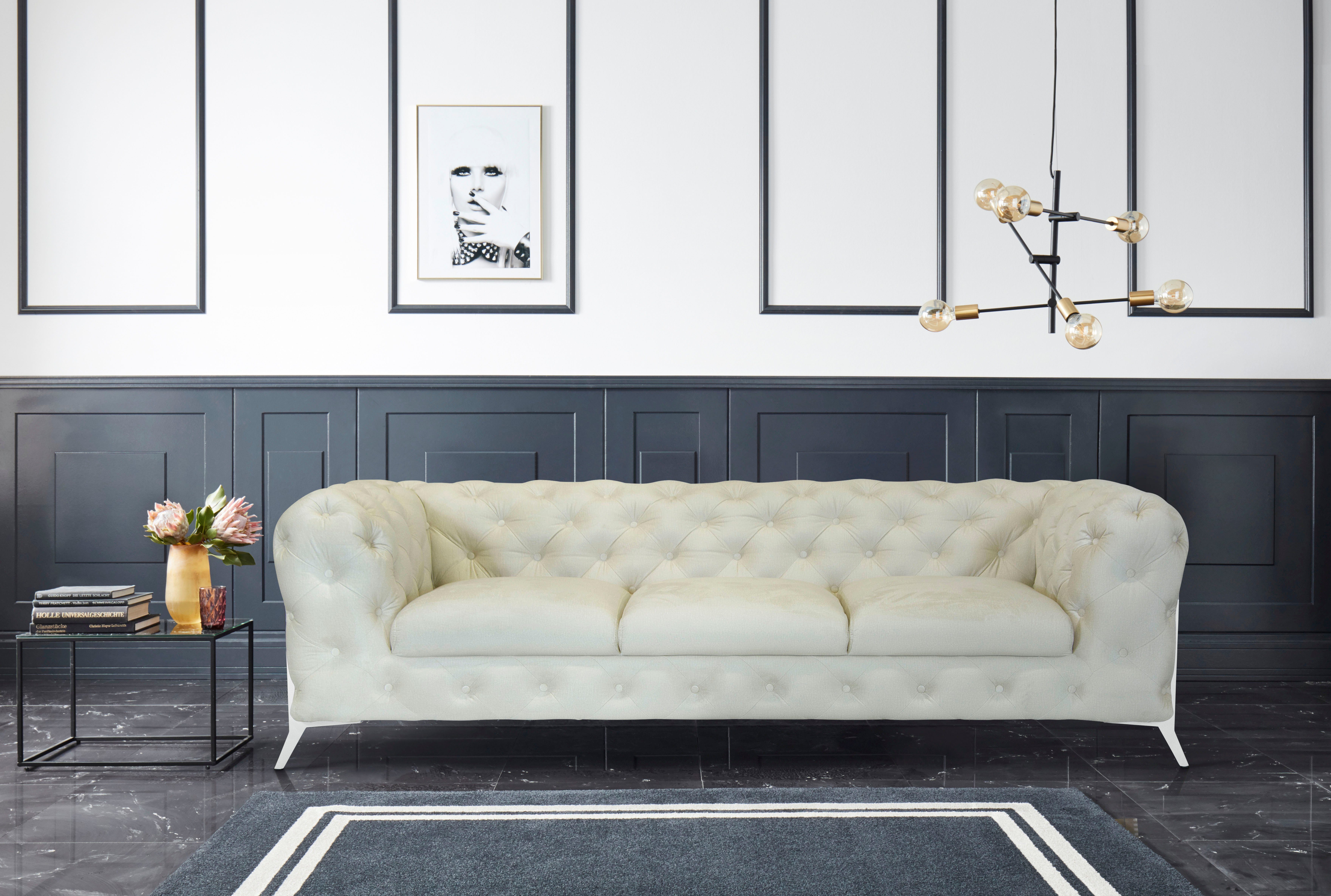 Leonique Chesterfield-bank Amaury luxueuze capitonnage, moderne chesterfield look, kleur van de poten ter keuze