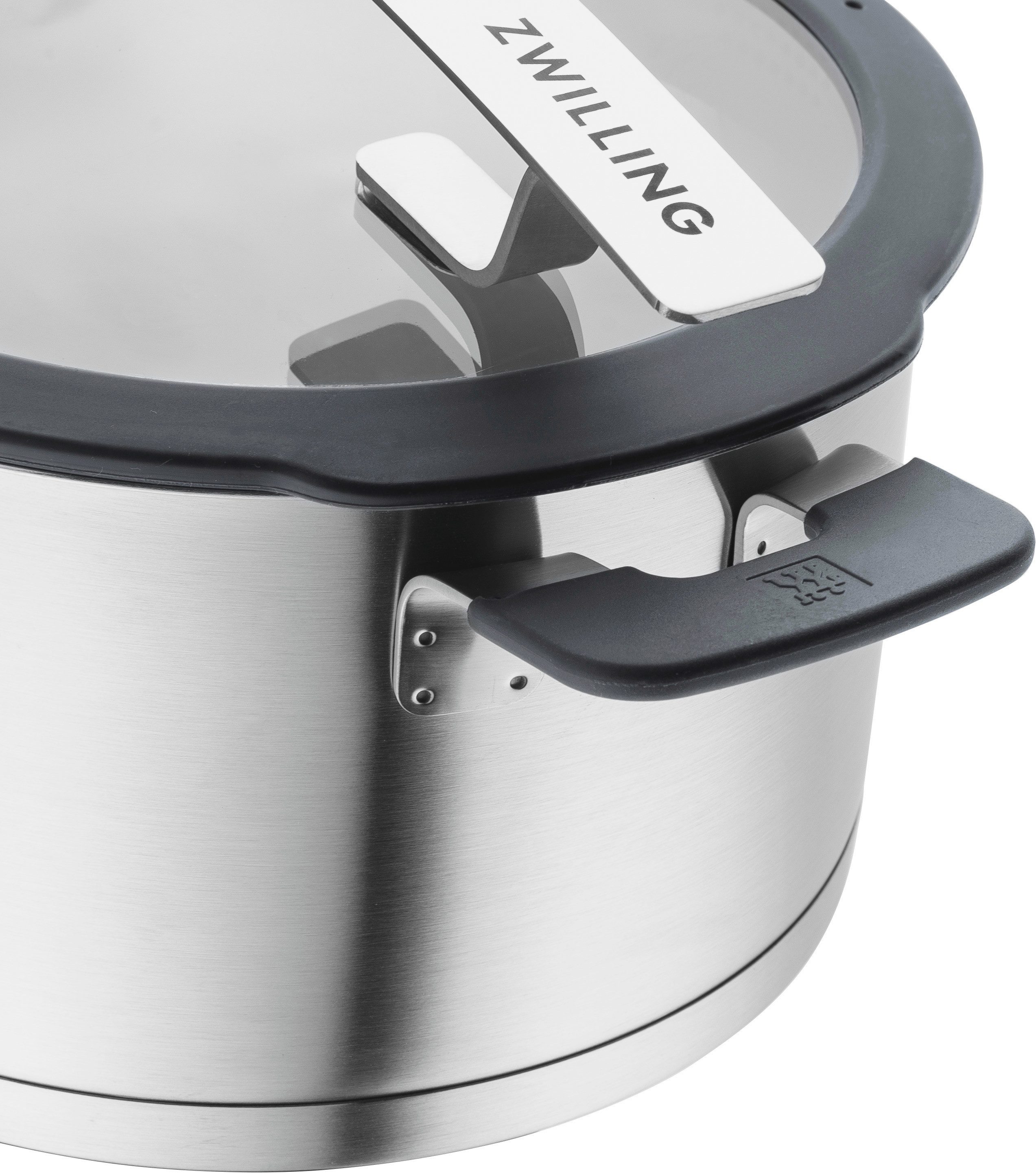 Zwilling Pannenset Simplify 18/10 roestvrij staal, geïntegreerd zeef in de deksel, inductie, 4-delig. (set)