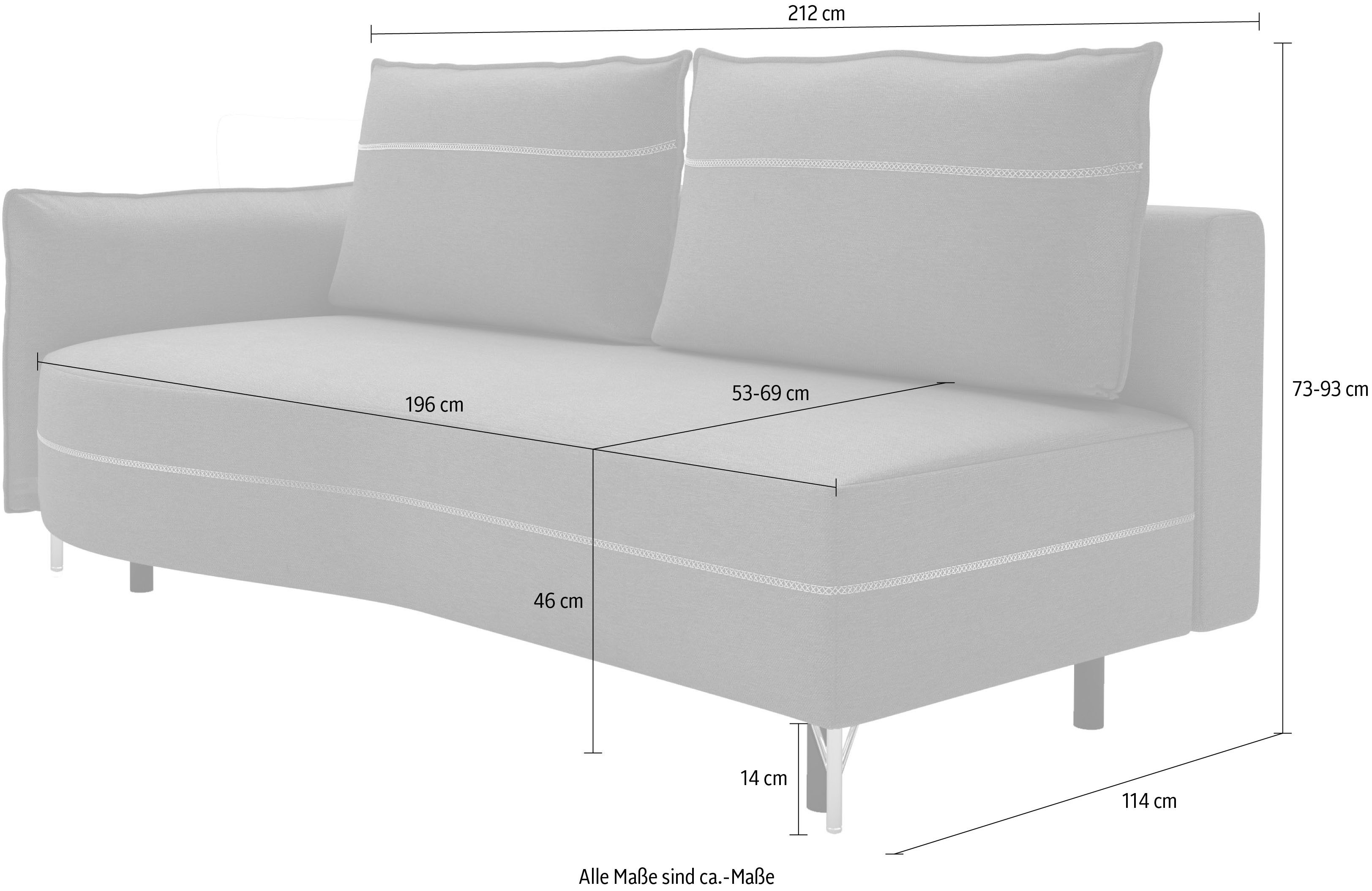 exxpo - sofa fashion Loungebank Met mooie contrastnaad, solitairmeubel, comfortabel, smalle armleuning
