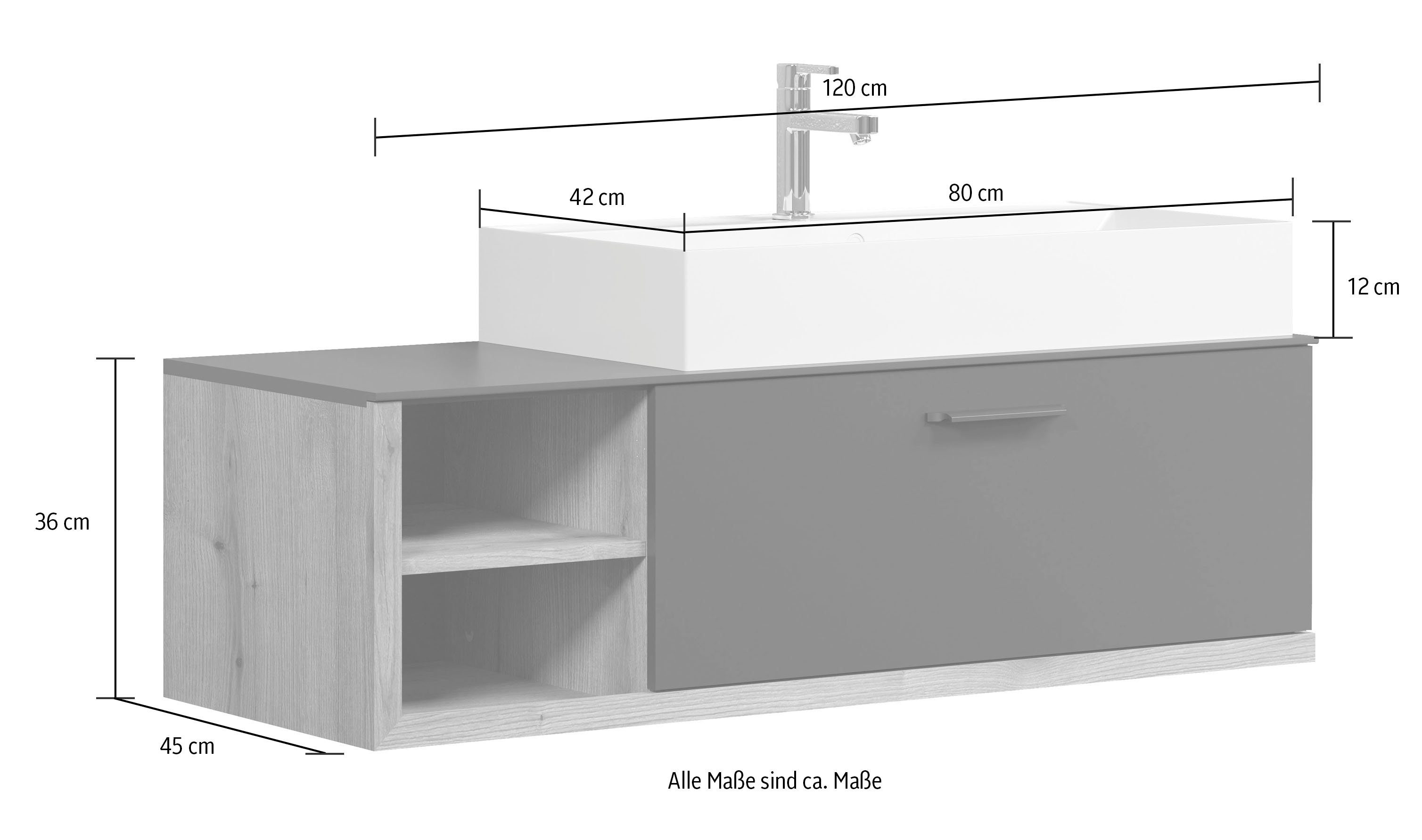 INOSIGN Wastafelonderkast Premont Elegante wastafelonderkast met 80 cm wastafel - softclose