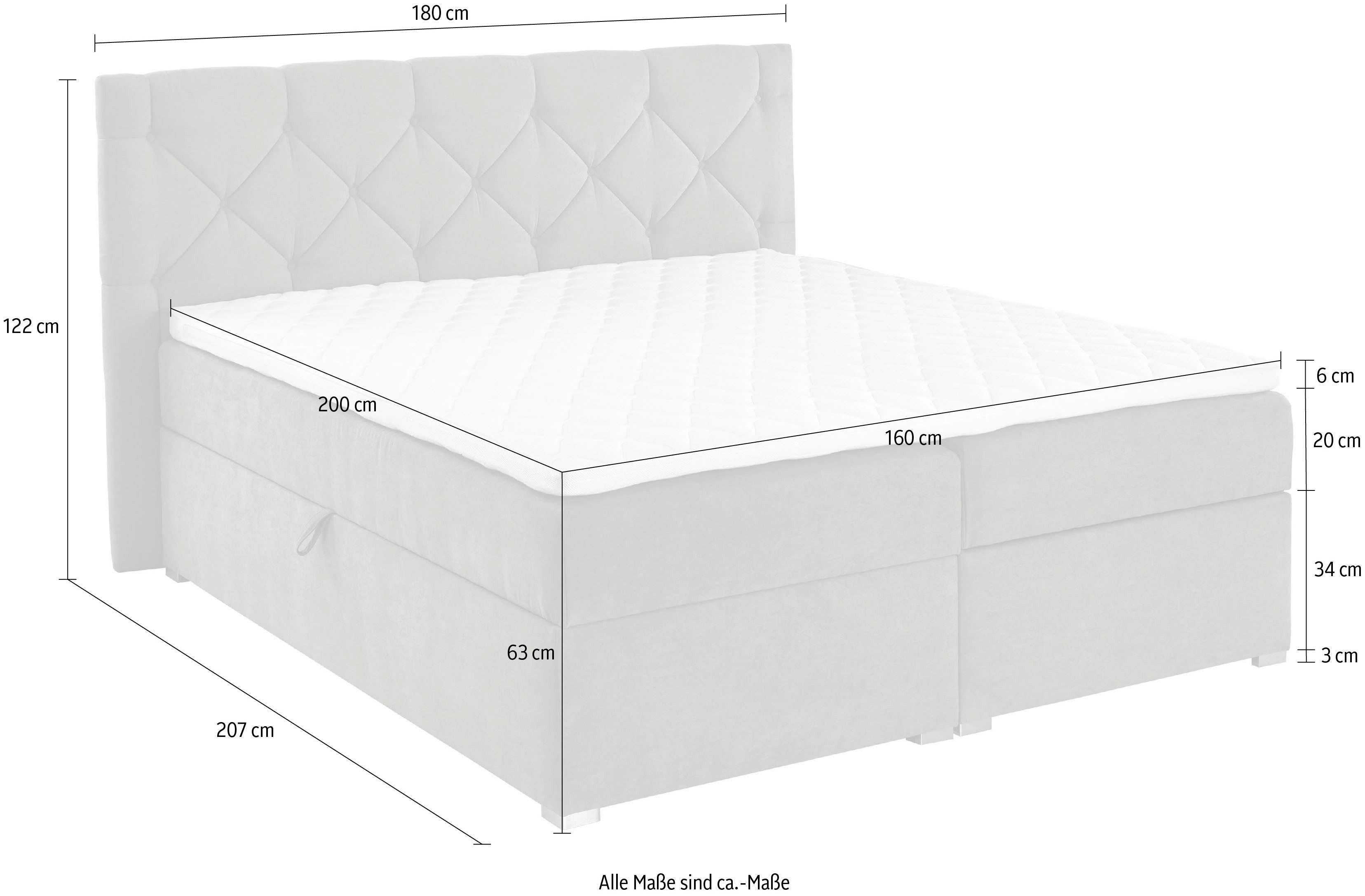 ATLANTIC home collection Boxspring Meike met xxl bedstee en topper