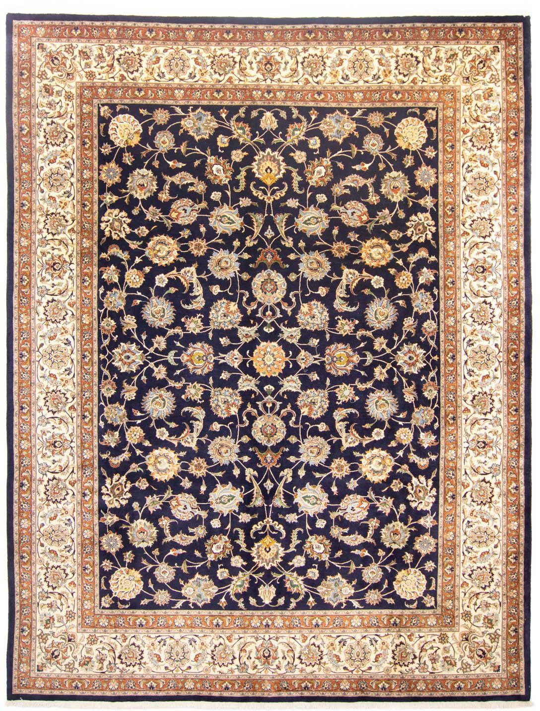 morgenland Wollen kleed Maschad geheel gedessineerd blu scuro 388 x 300 cm Uniek exemplaar met certificaat