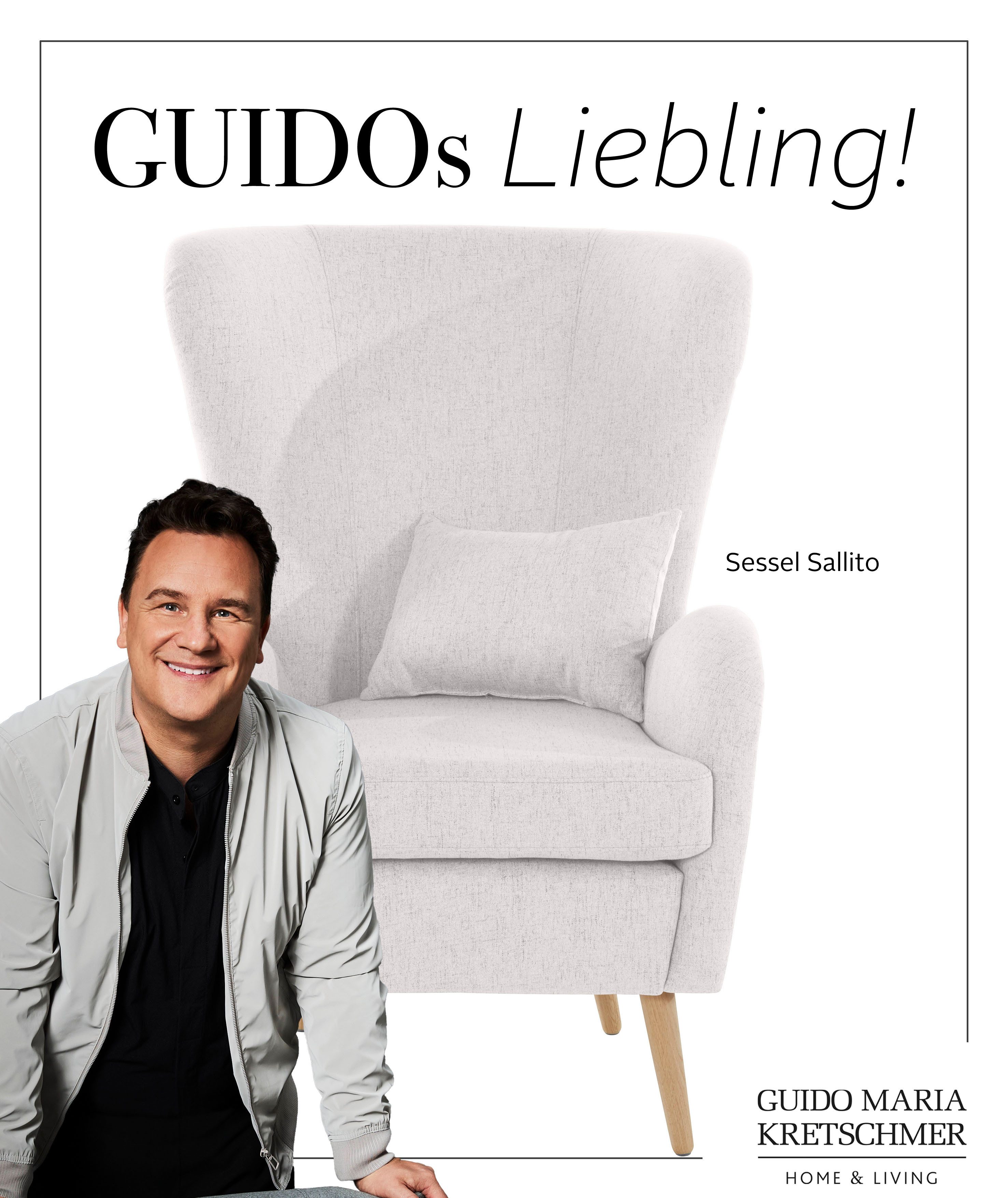 Guido Maria Kretschmer Home&Living Fauteuil Sallito, oorfauteuil, TV-stoel voor woonkamer, ook in velours cord