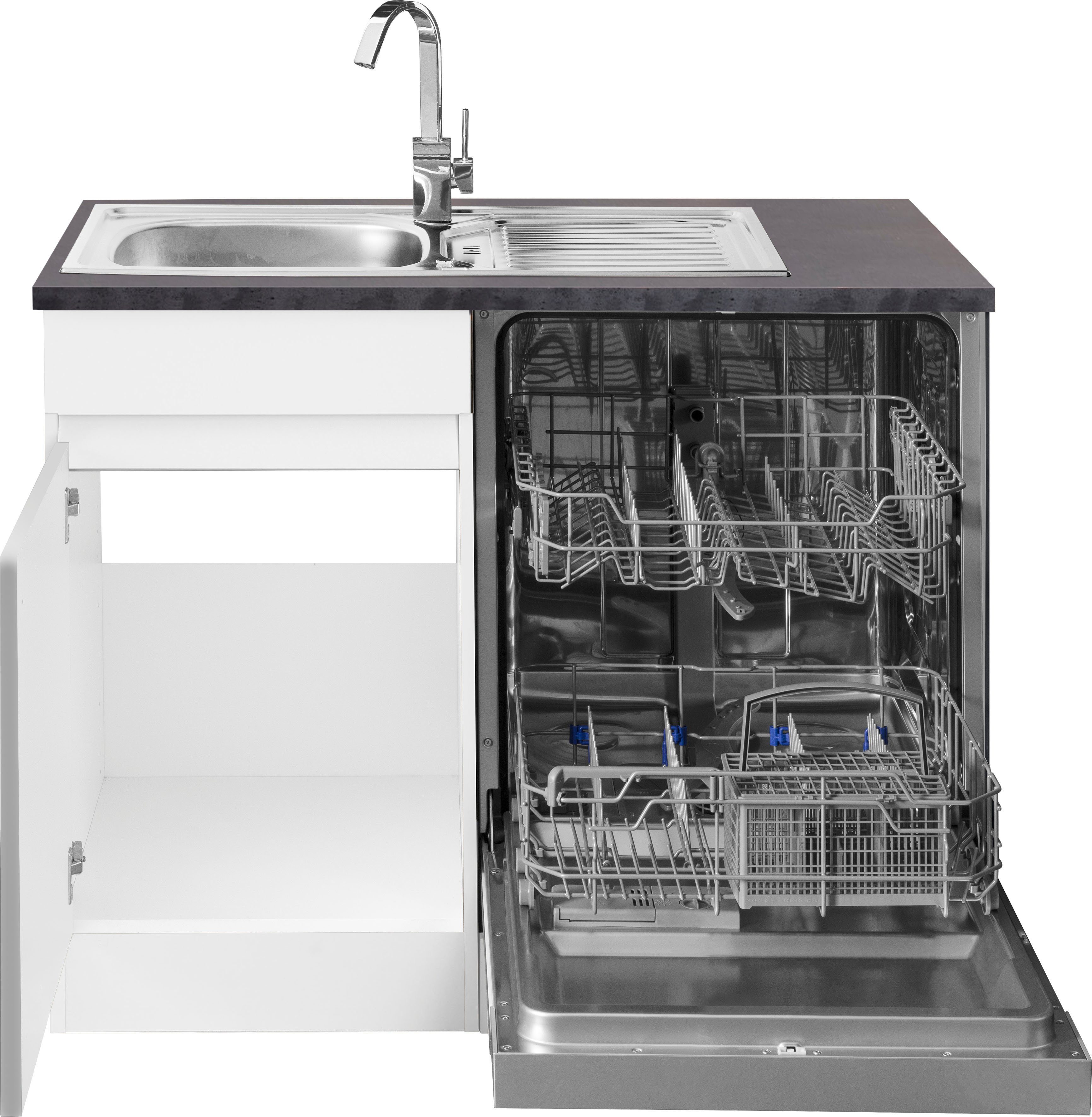 OPTIFIT Hoekkeuken Roth Afmetingen 300x175 cm, naar keuze met elektrische apparaten, met apothekerskast