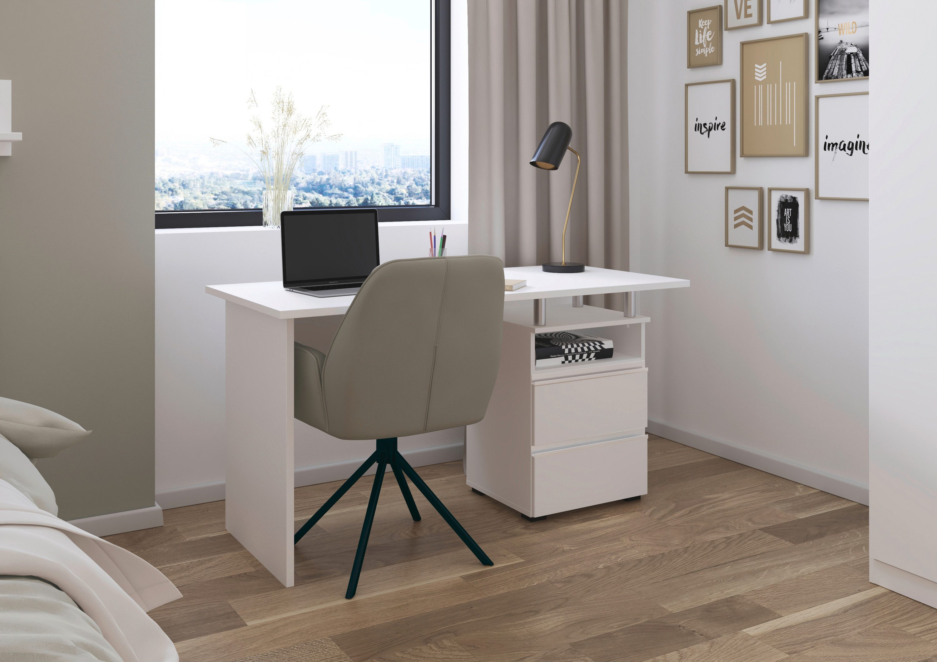 rauch Bureau Opbergruimte Kinderbureau Jongerenbureau JOEL met praktische niche en twee lades made in germany