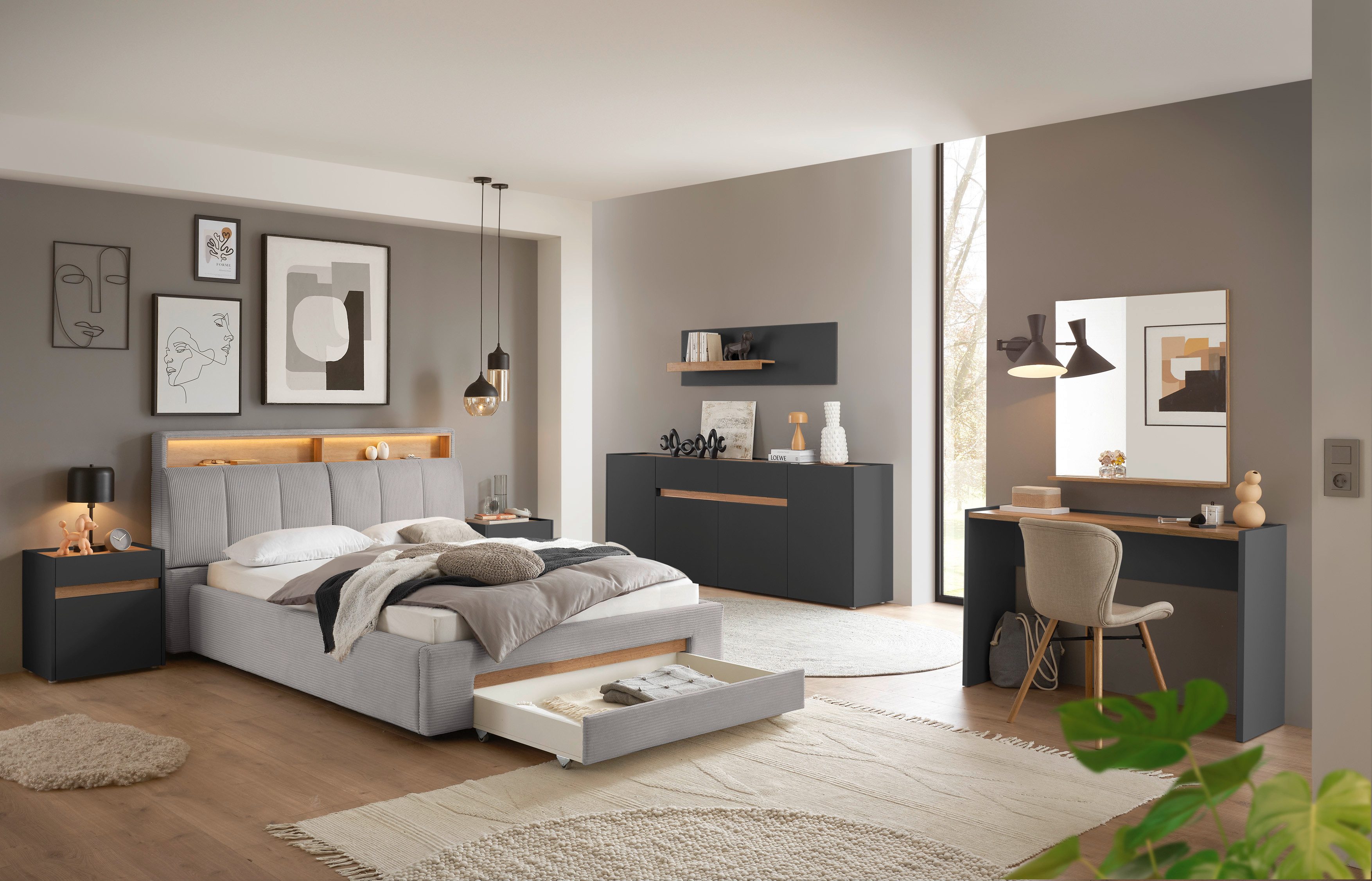 INOSIGN Gestoffeerd bed CiTY/GiRON,, gepolsterd opbergbed, met LED-verlichting Bedkisten met hondenbed of als opbergruimte, opklapbare hoofdeinden
