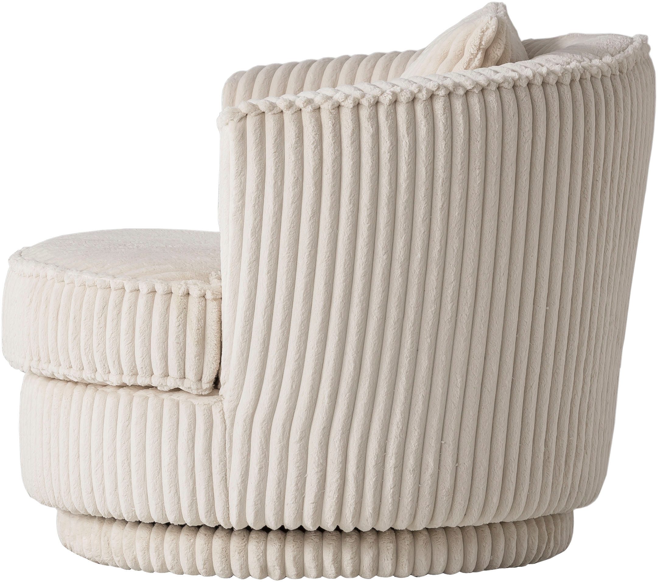 Leonique Draaibare fauteuil MAISIE, leesfauteuil, love seat, trendige stoffen mega cord en geweven velours, 360 graden draaibaar