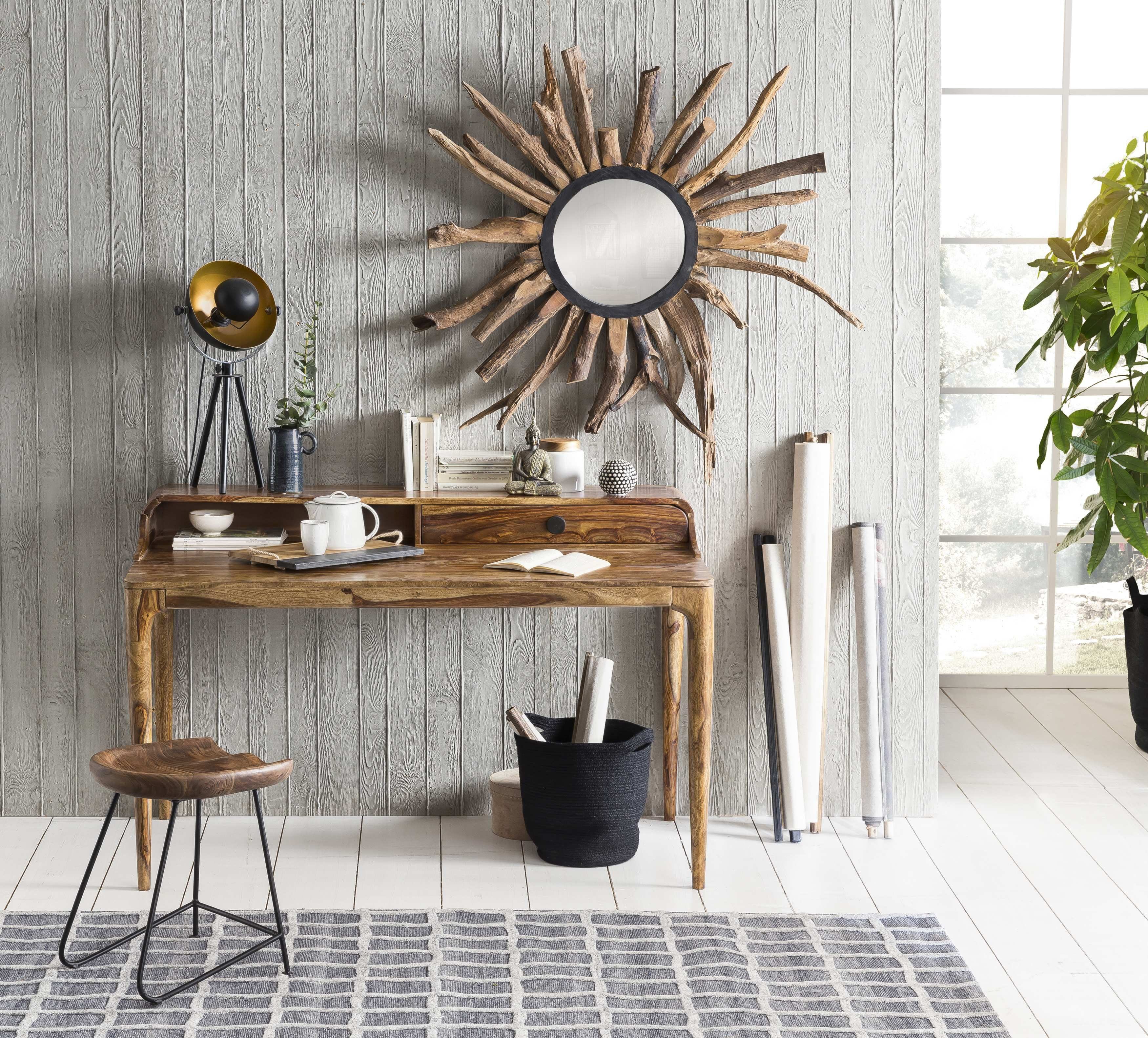 SIT Hocker Live Edge van massief acaciahout, met metalen frame