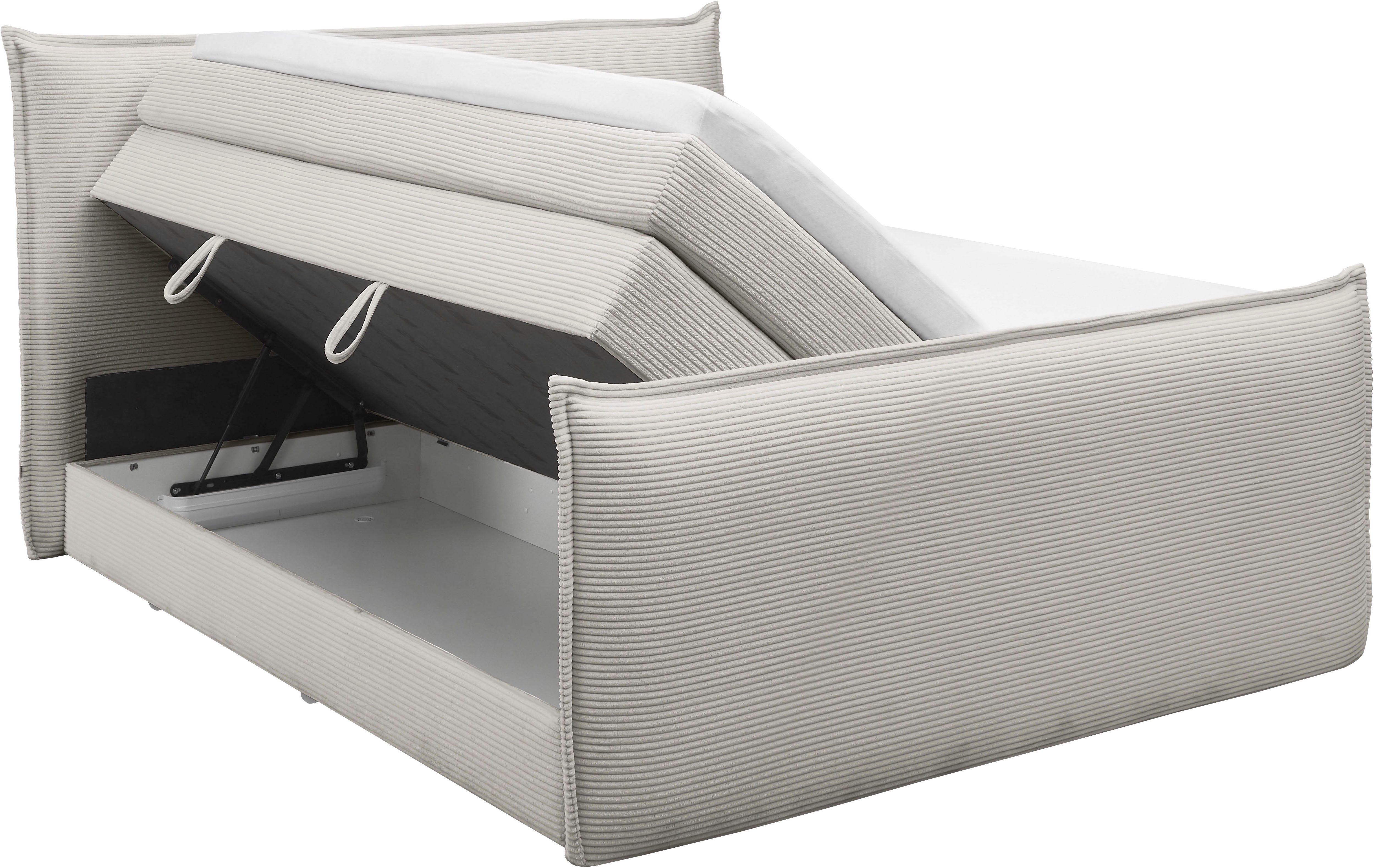 set one by Musterring Boxspring Florida in moderne cord bekleding, met bedlade, in 3 maten verkrijgbaar