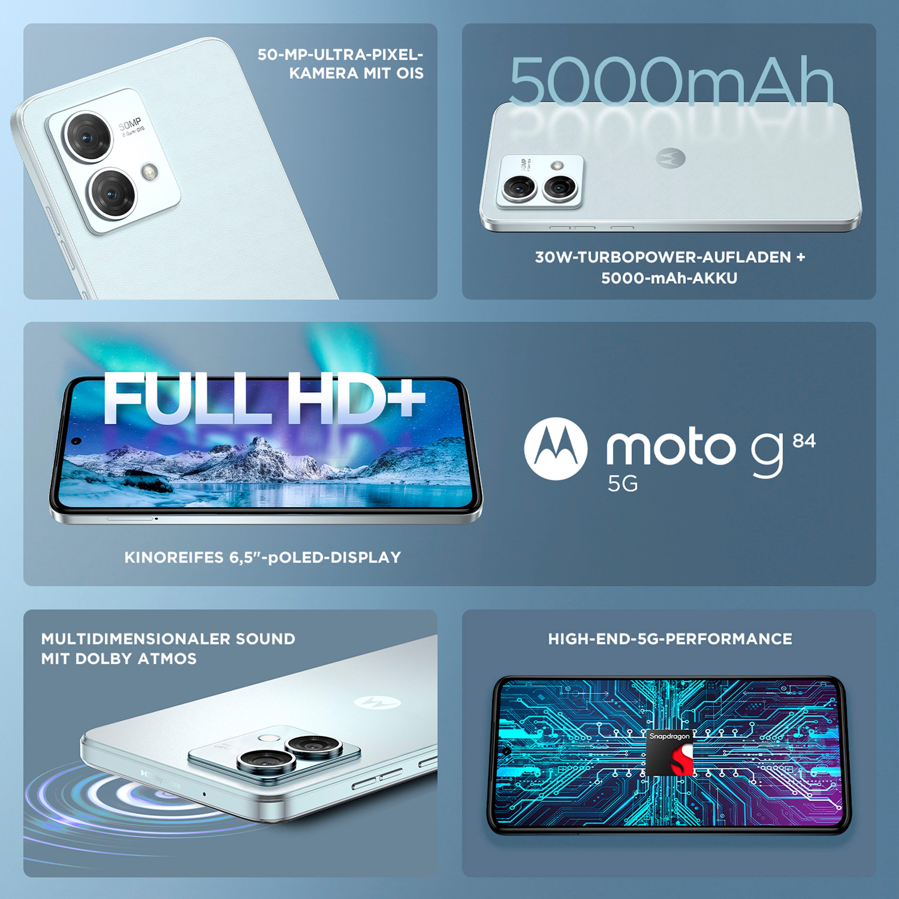 Motorola Smartphone Moto g84 5G, 256 GB, 2 sleuven voor sim/geheugen of sim/sim