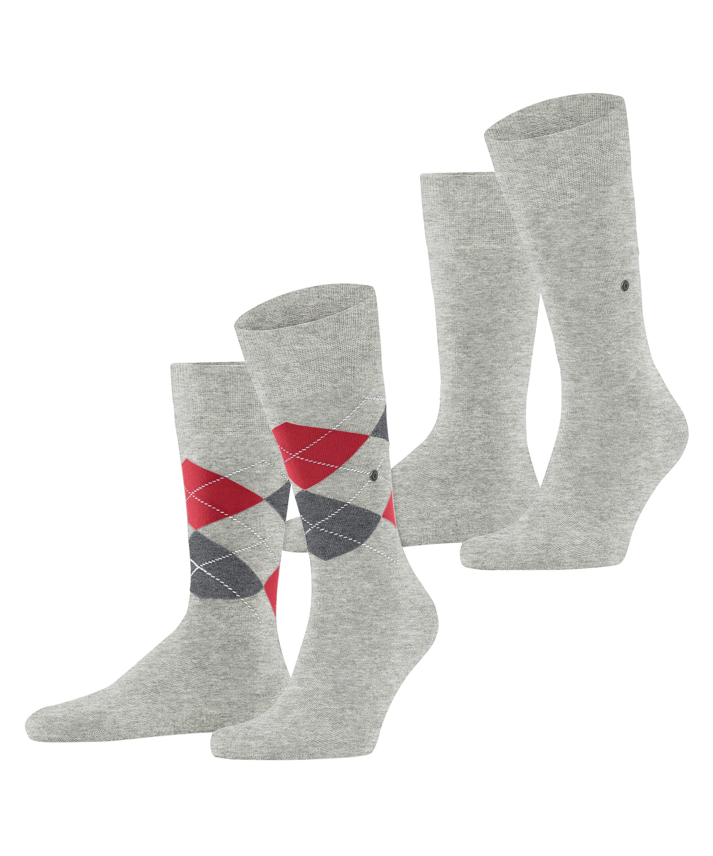 Burlington Sokken Everyday Argyle Mix (2 paar) heren sokken maat 40-46 grijs