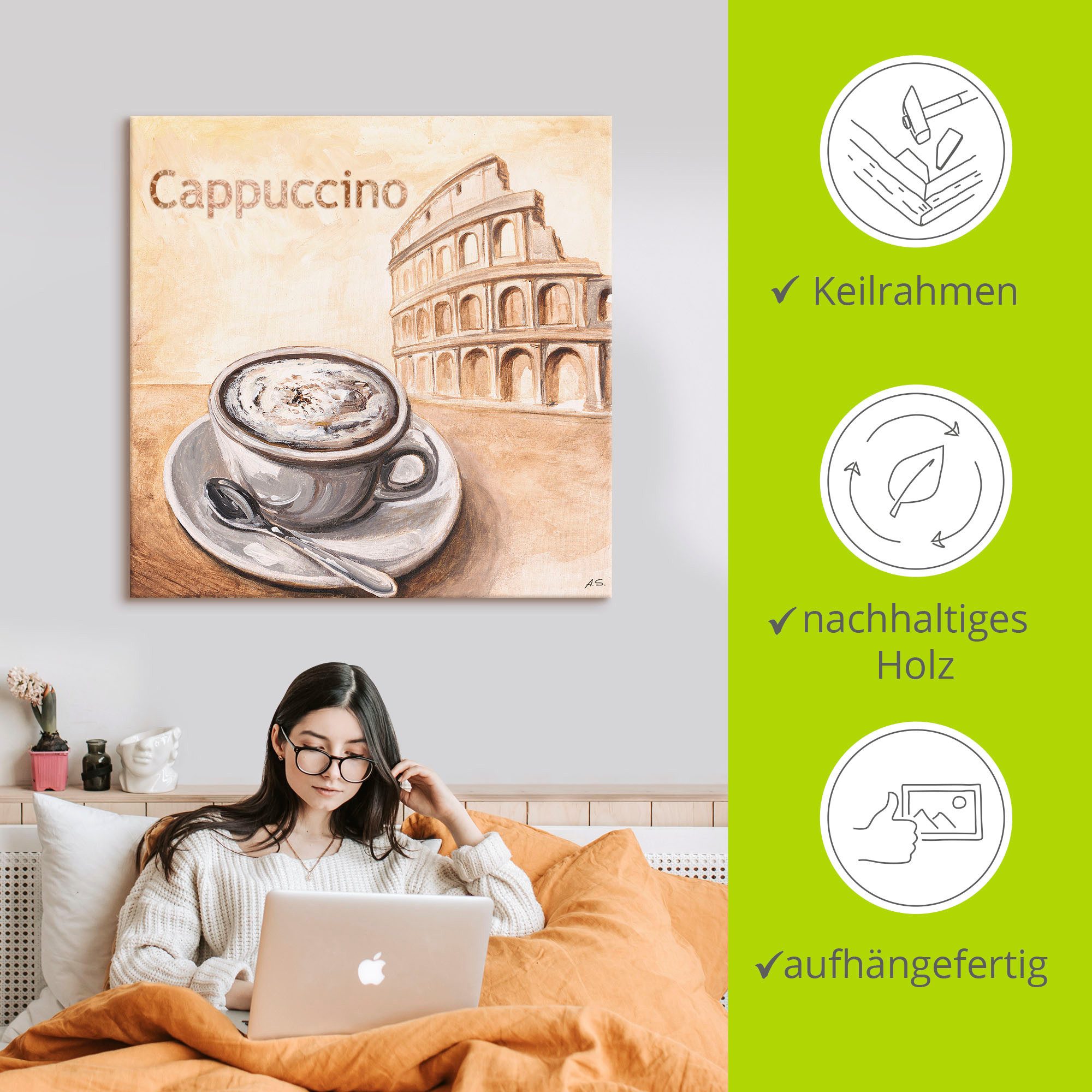 Artland Artprint Cappuccino in Rome als artprint op linnen in verschillende maten