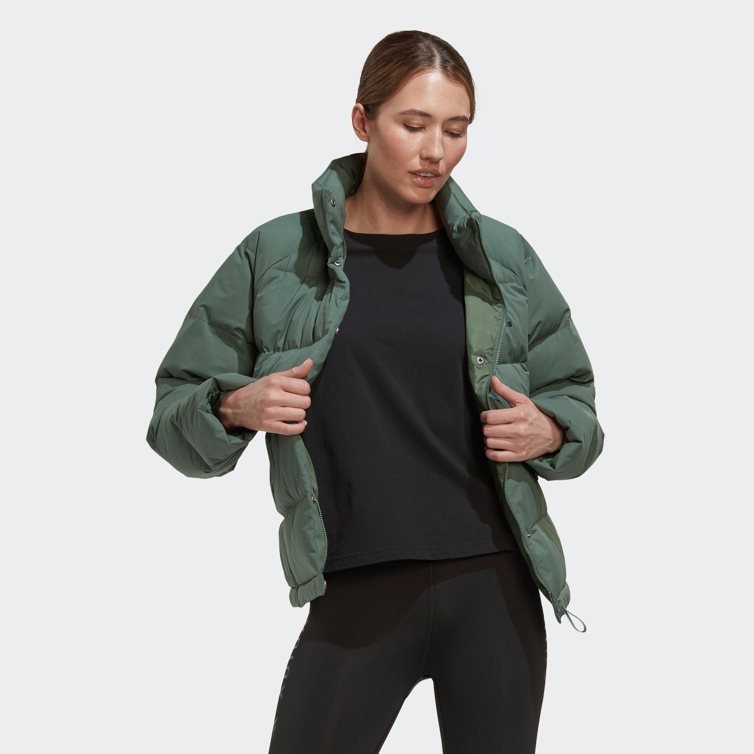 adidas Sportswear Outdoorjack HELIONIC relaxed donsjack dames wandelen & outdoor maat XXL groen