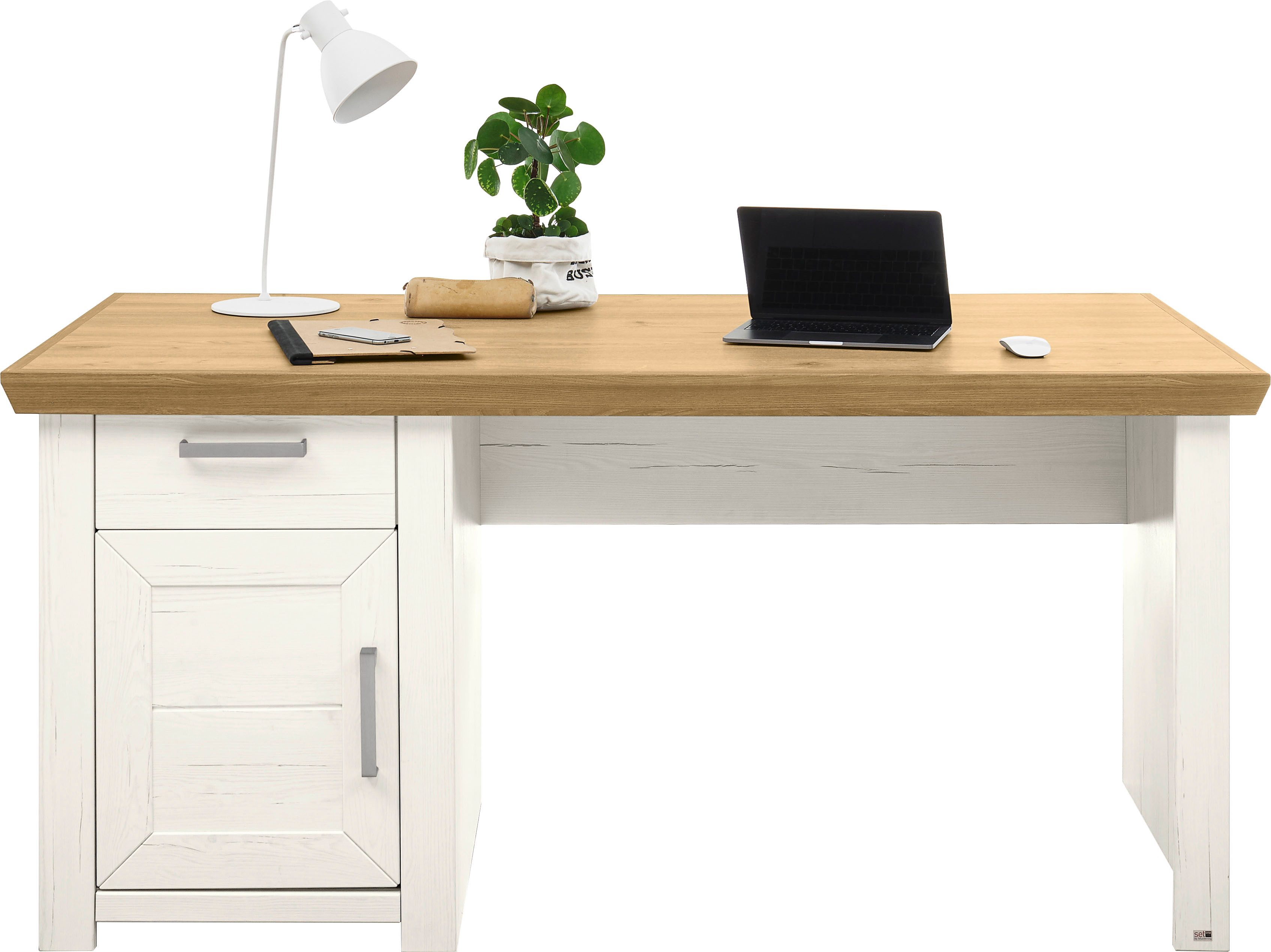 set one by Musterring Bureau York Met lade en deur, 3 kleuren, breedte 165 cm bureaus wit