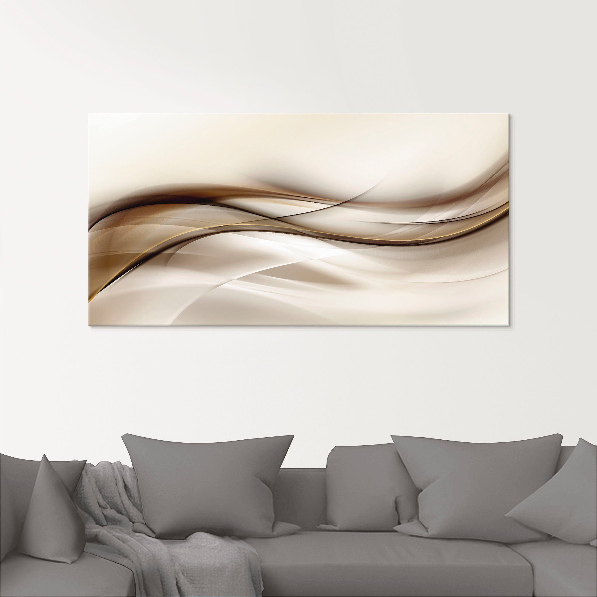 Artland Print op glas Bruine abstracte golf
