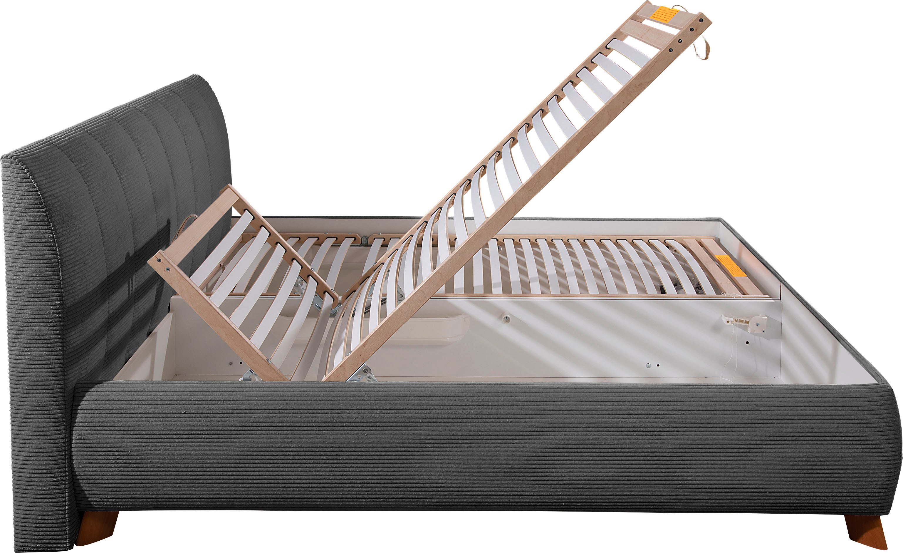 Maintal Gestoffeerd bed Hügeldorf inclusief bedlade, verkrijgbaar in h2, h3 & h4, van cord bekleding