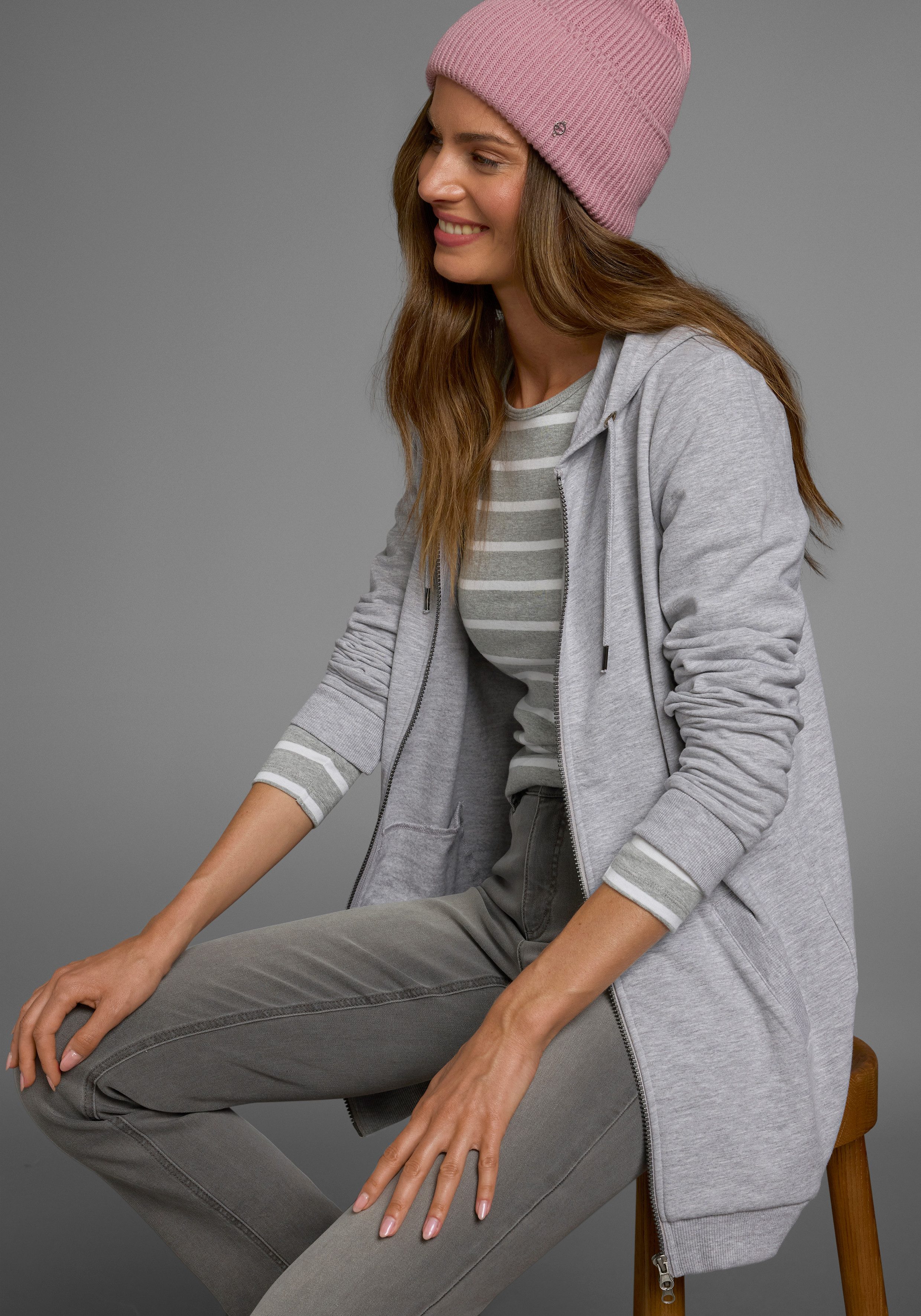 Flashlights Sweatvest in een lang model met een rits