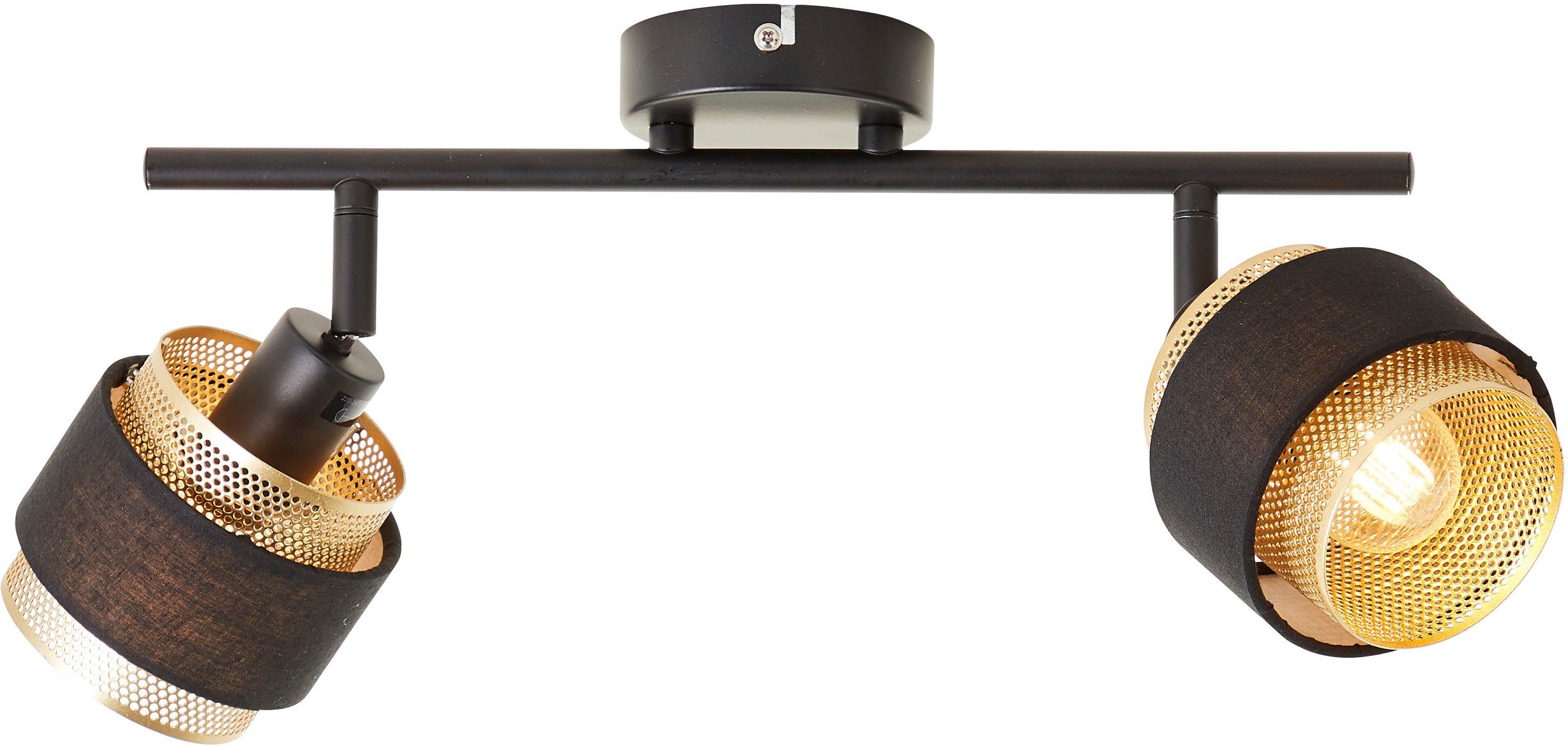 Brilliant Leuchten Plafondspot Grove Breedte 50 cm, E14, metaal/textiel, zwart goudkleurig