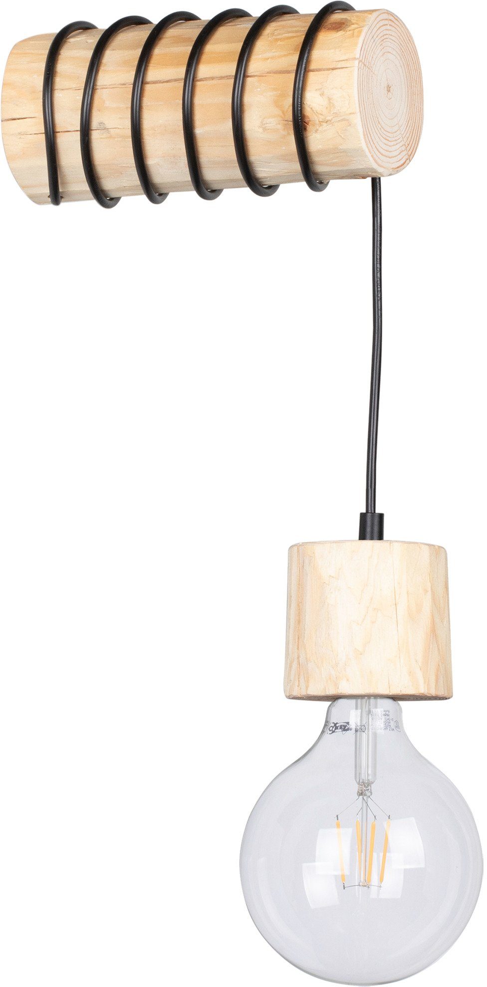 SPOT Light Wandlamp TRABO PINO Houten balk van massief grenenhout Ø 8-12 cm, duurzaam - FSC®-gecertificeerd, bijpassende LM E27/exclusief, Made in Europe