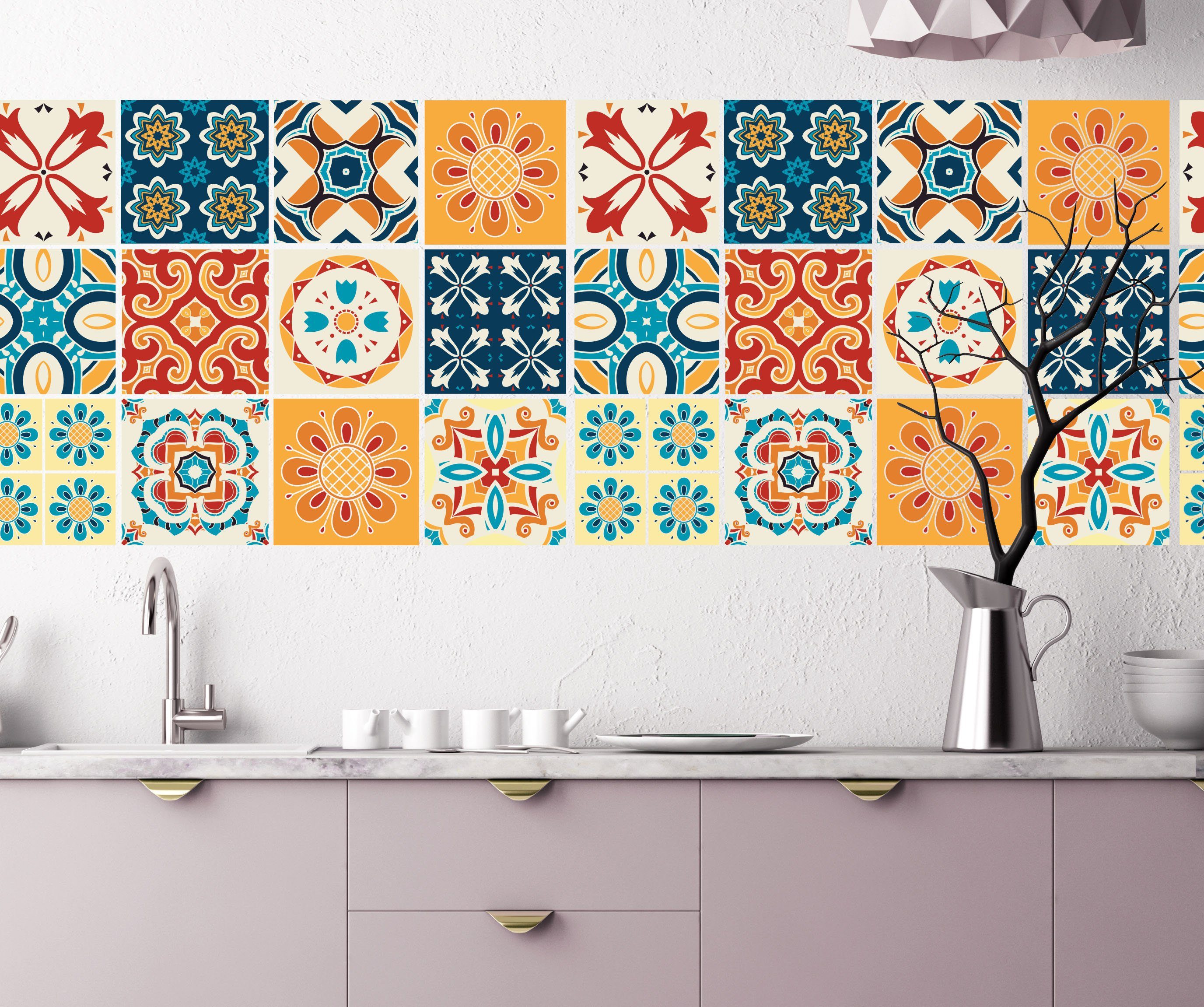 queence Wandfolie SHILA Sticker, tegels sticker, ornamenten (12-delig)