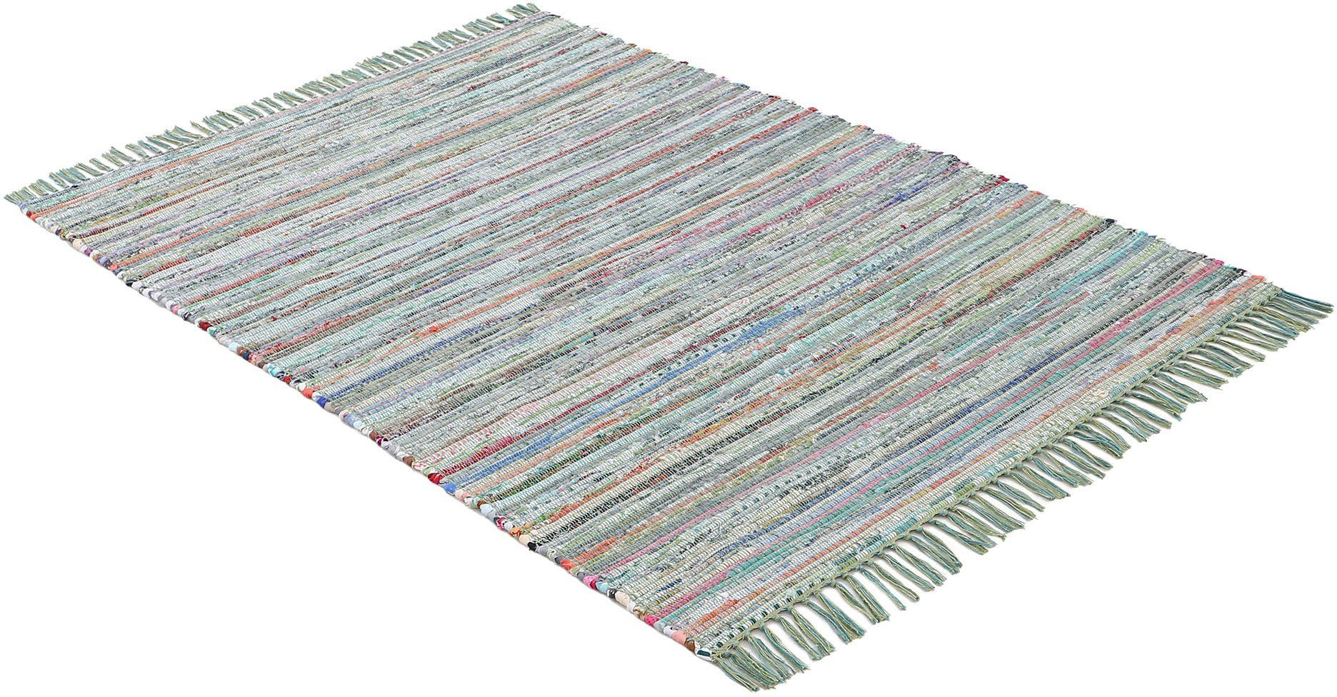 carpetfine Vloerkleed Kelim Chindi, omkeerbaar tapijt handgeweven, patchwork tapijt met franjes, ook verkrijgbaar in loperformaten