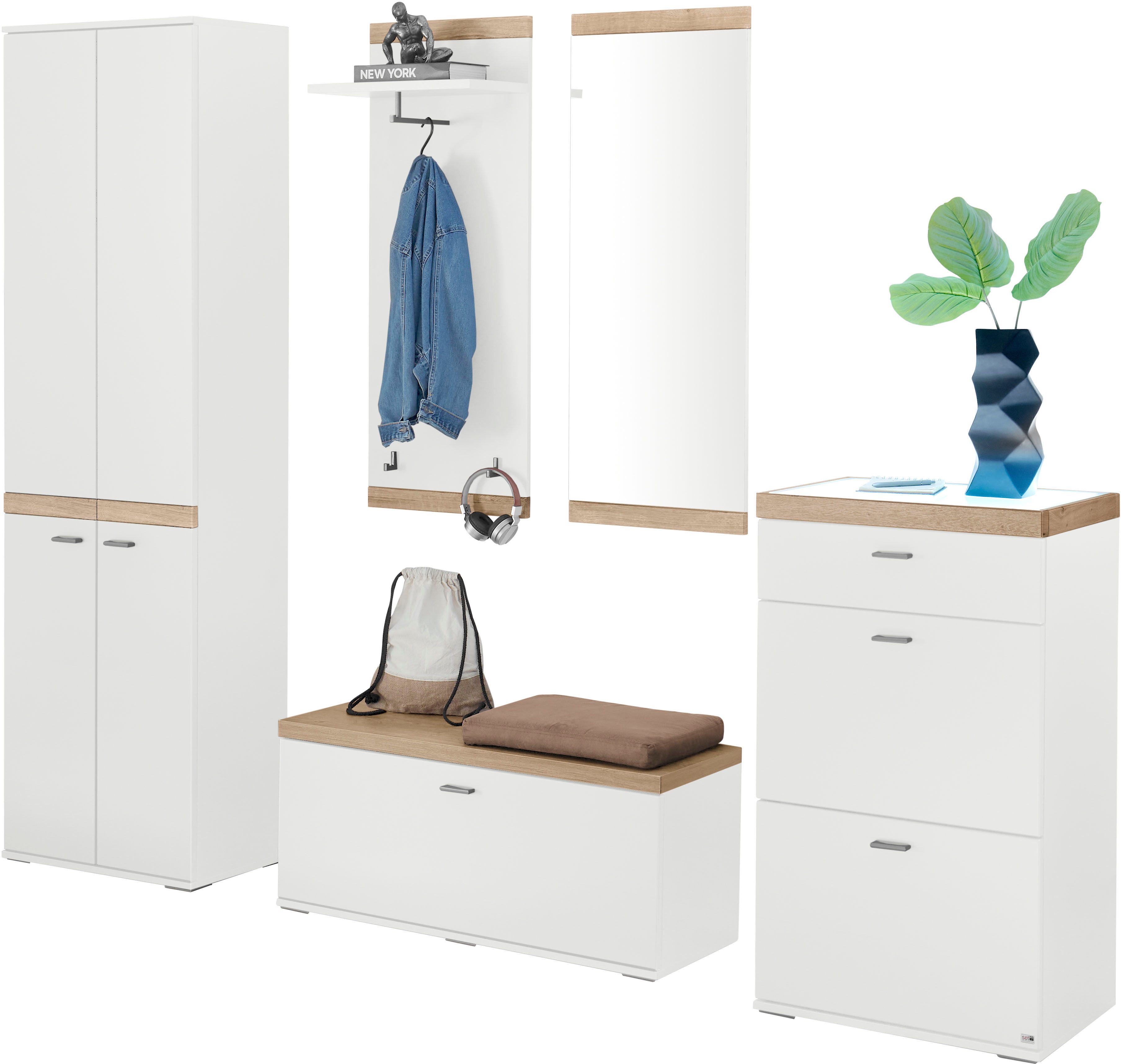 set one by Musterring Compact kapstokmeubel Lancaster Dielen bestaande uit 5 delen, verkrijgbaar in twee kleuren, totale breedte 240 cm (5 stuks)