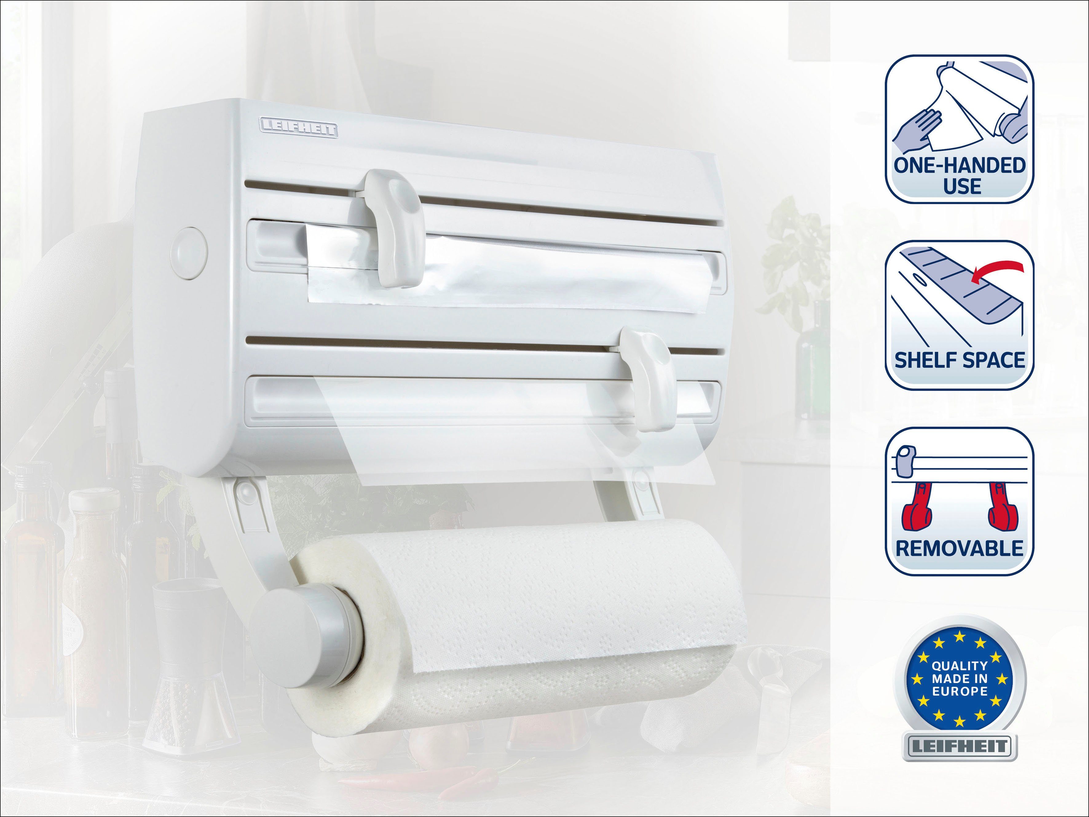 Leifheit Wandrolhouder Parat F2 Kunststof, 3-in-1