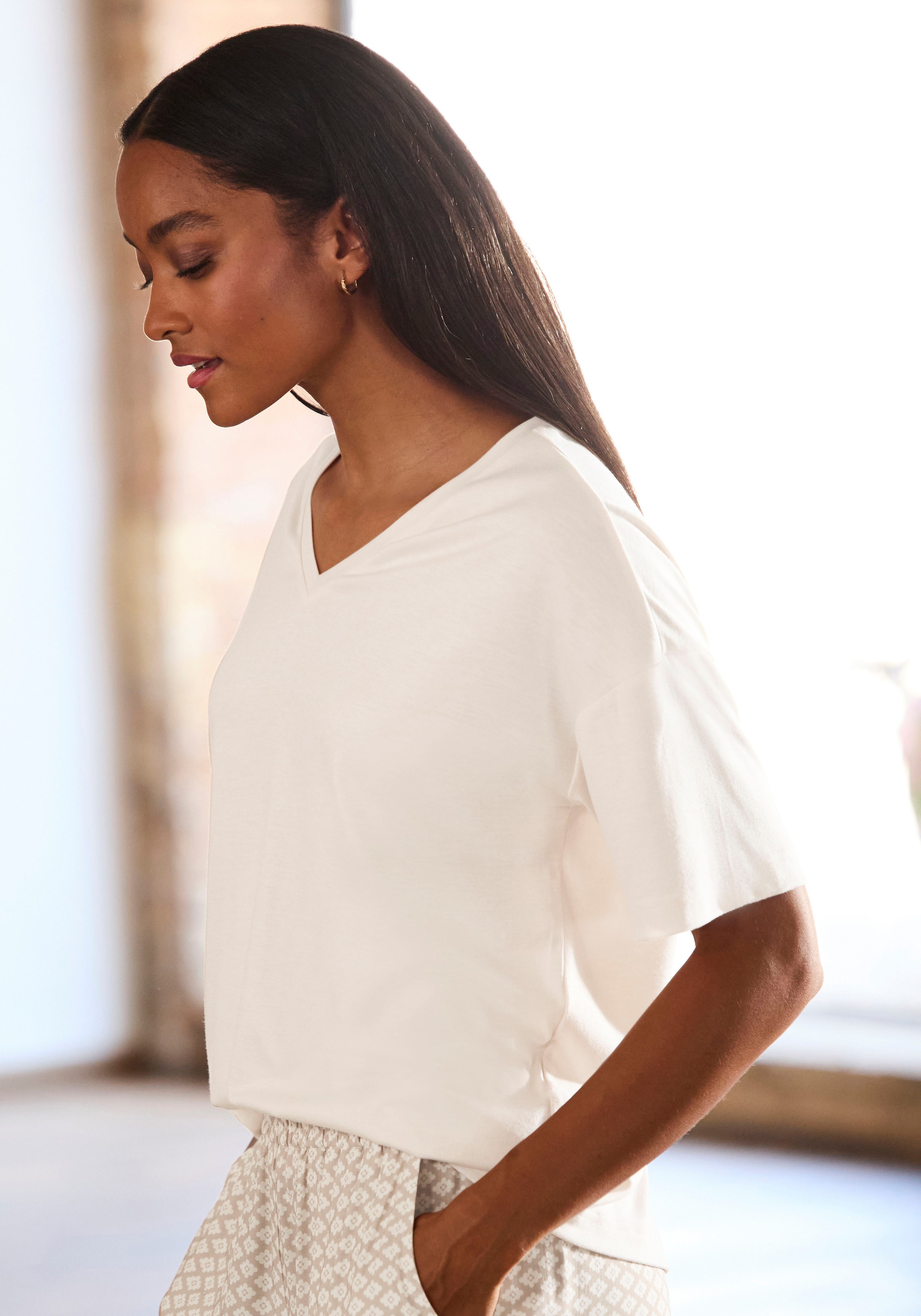 Lascana Pyjama top Met V-hals