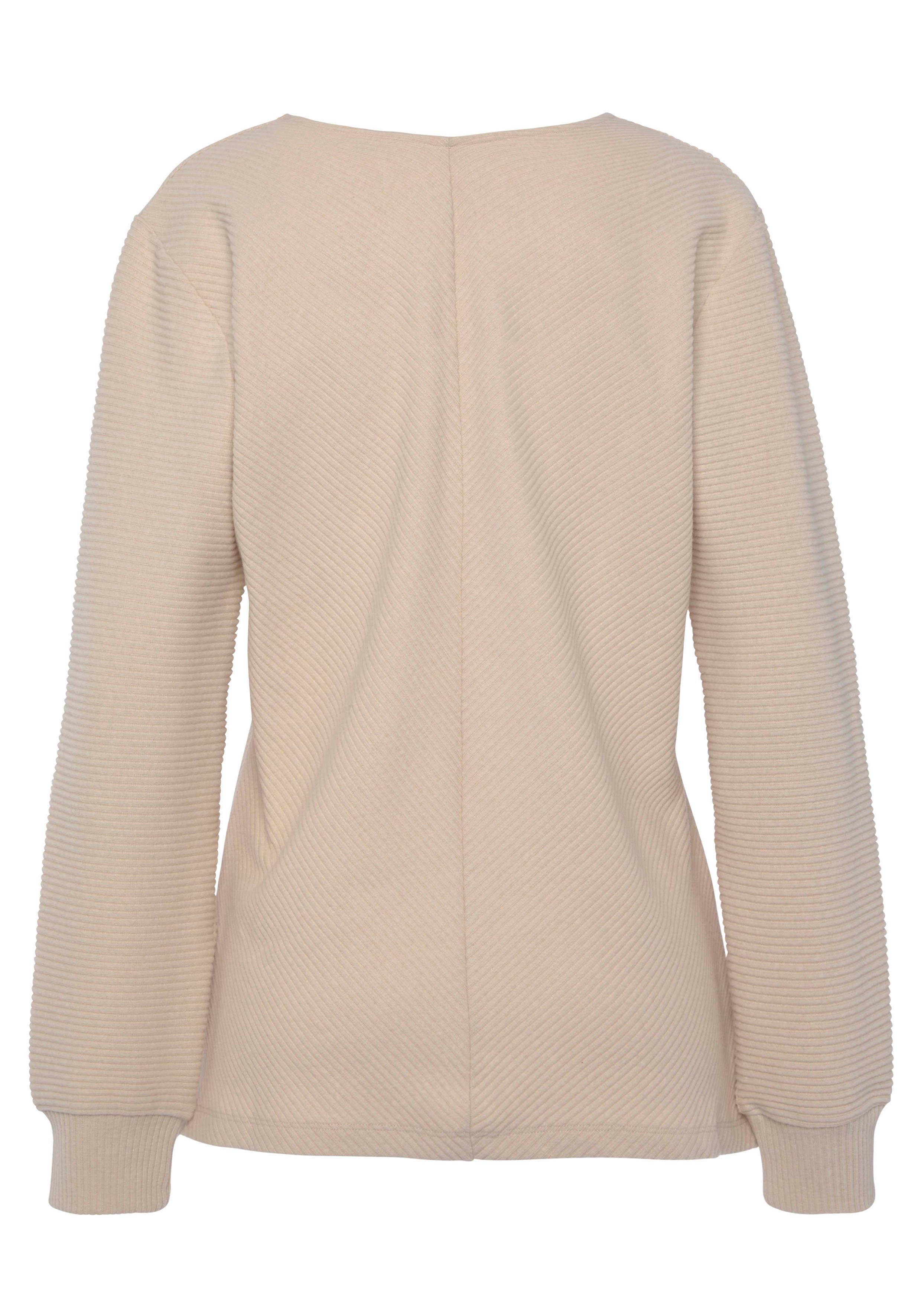s.Oliver RED LABEL Beachwear Sweatshirt - Shirt met lange mouwen en V-hals Langarmshirt met V-hals en zachte ribborden, loungewear