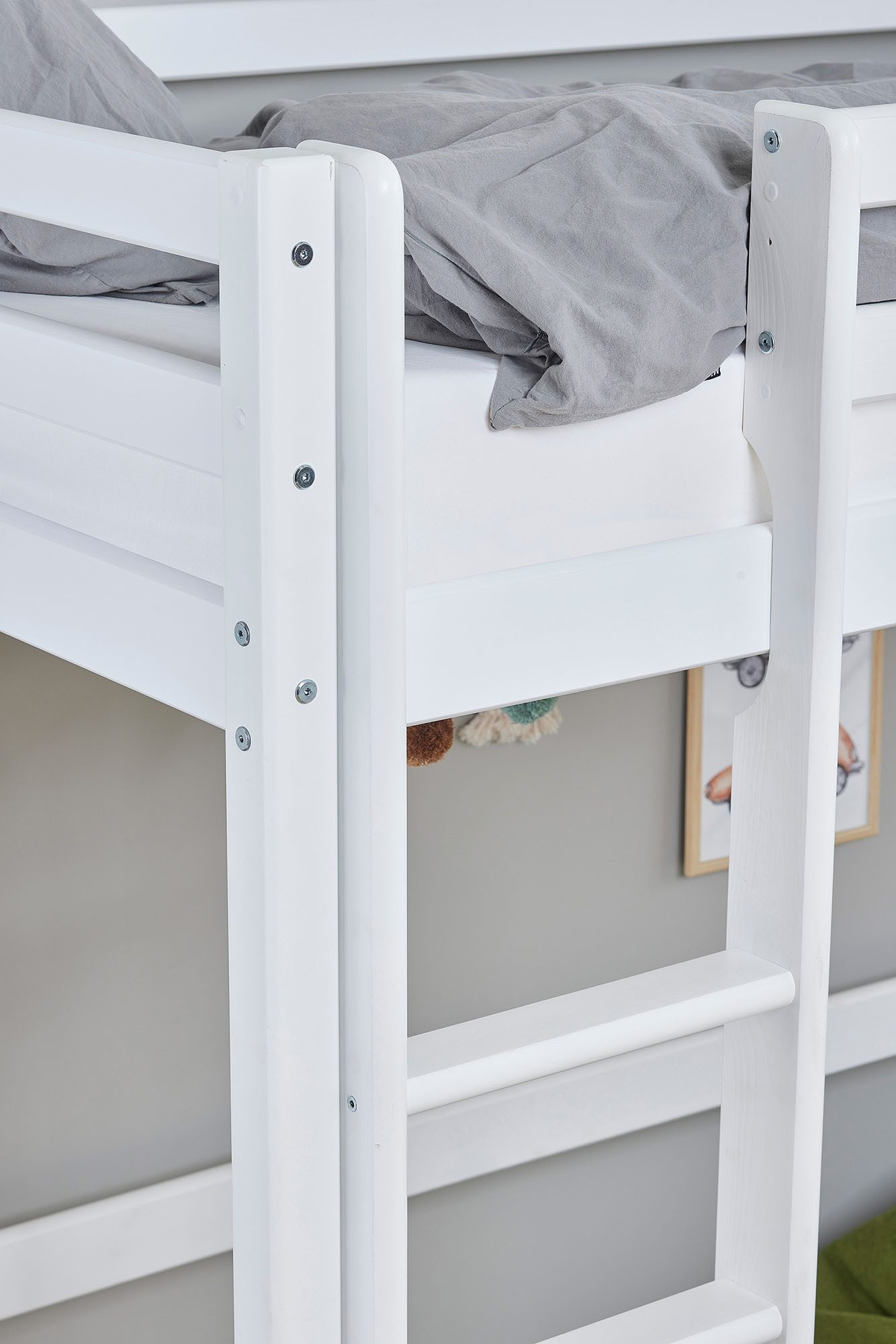 Hoppekids Hoogslaper Hochbett 90x200cm mit Schreibtisch, umbaubar zu Einzelbett 90x200 met bureau, om te bouwen