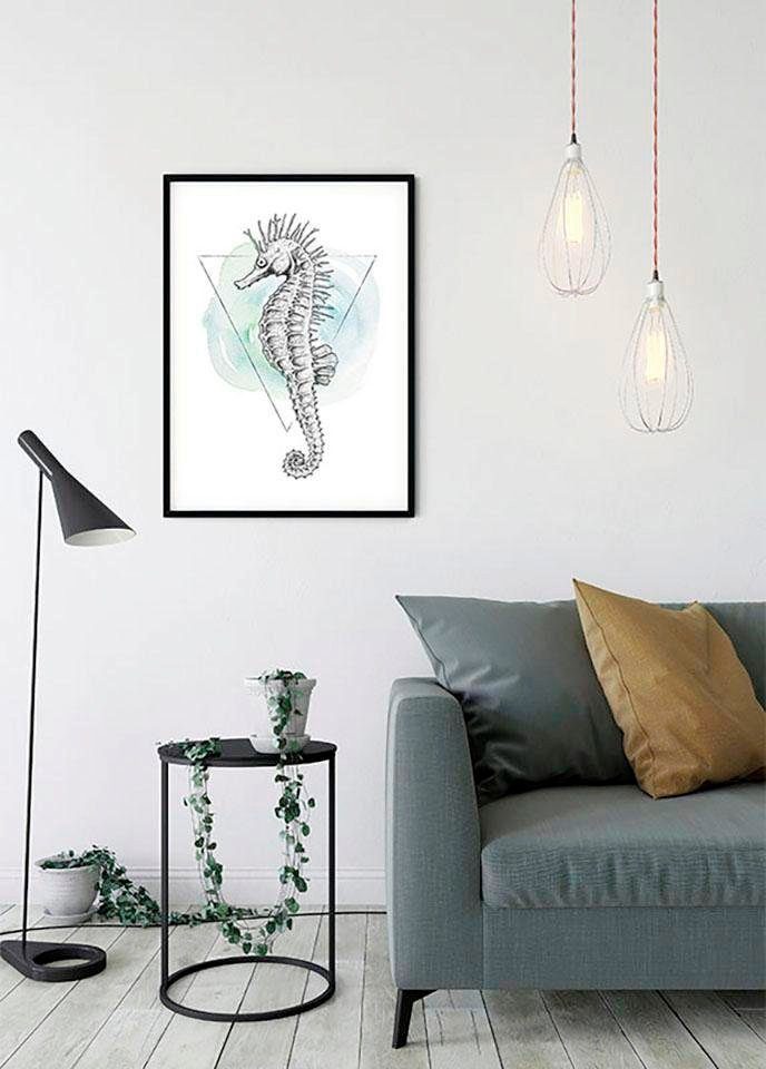 Komar Wanddecoratie Sea Horse Watercolor Wanddecoratie - zonder lijst (1 stuk)