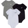 nike sportswear babyuitzet nkb 3pk swoosh bodysuit (set, 3-delig) grijs