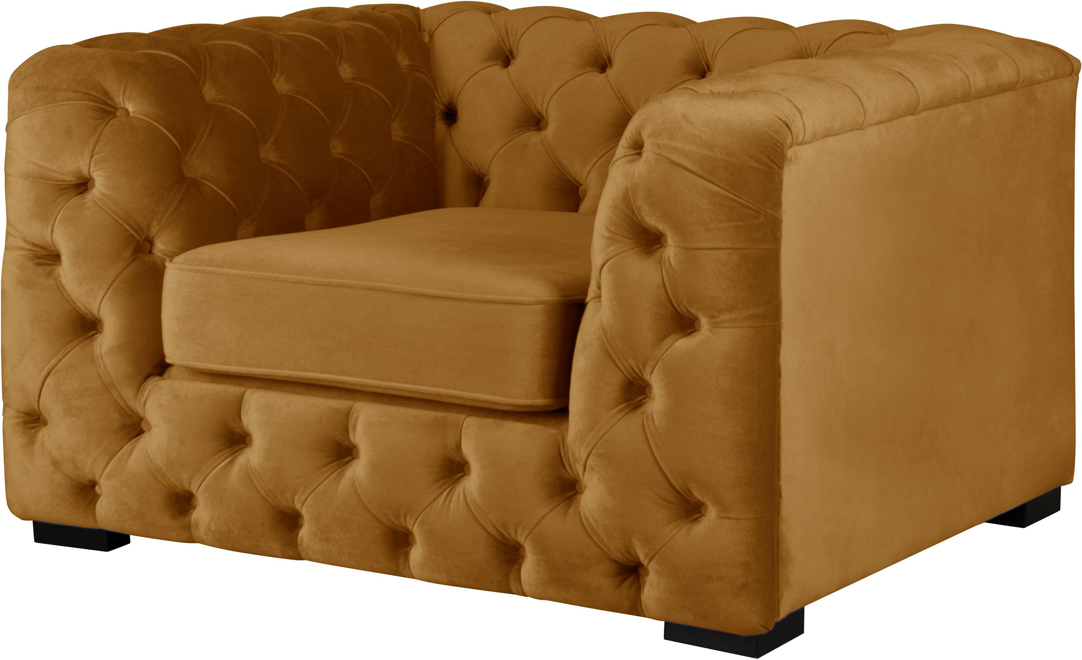 Guido Maria Kretschmer Home&Living Chesterfield-fauteuil Kalina stoel klassieke chesterfield knoopdetails, zeer hoogwaardige afwerking
