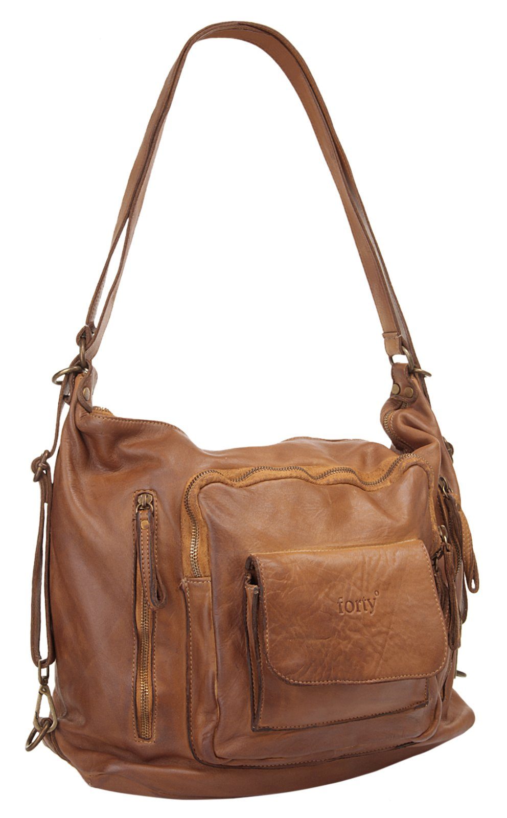 Forty Degrees Rugzak echt leer, made in italy