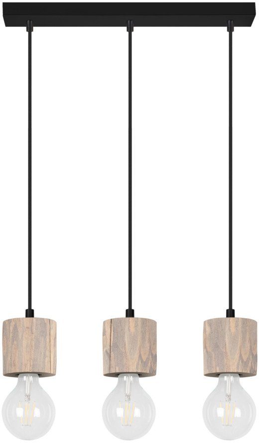 spot light plafondlampen pino hanglamp, natuurproduct van massief hout, duurzaam, kabel in te korten grijs