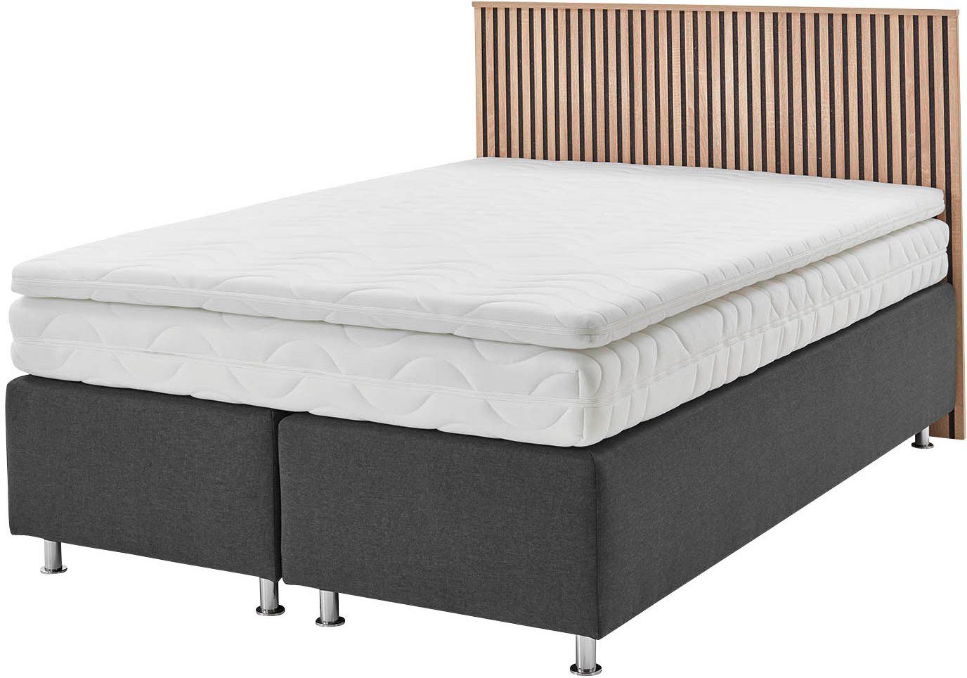 Westfalia Polsterbetten Boxspring Quercus naar keuze met ledverlichting, 3 matrassoorten ter keuze boxsprings grijs