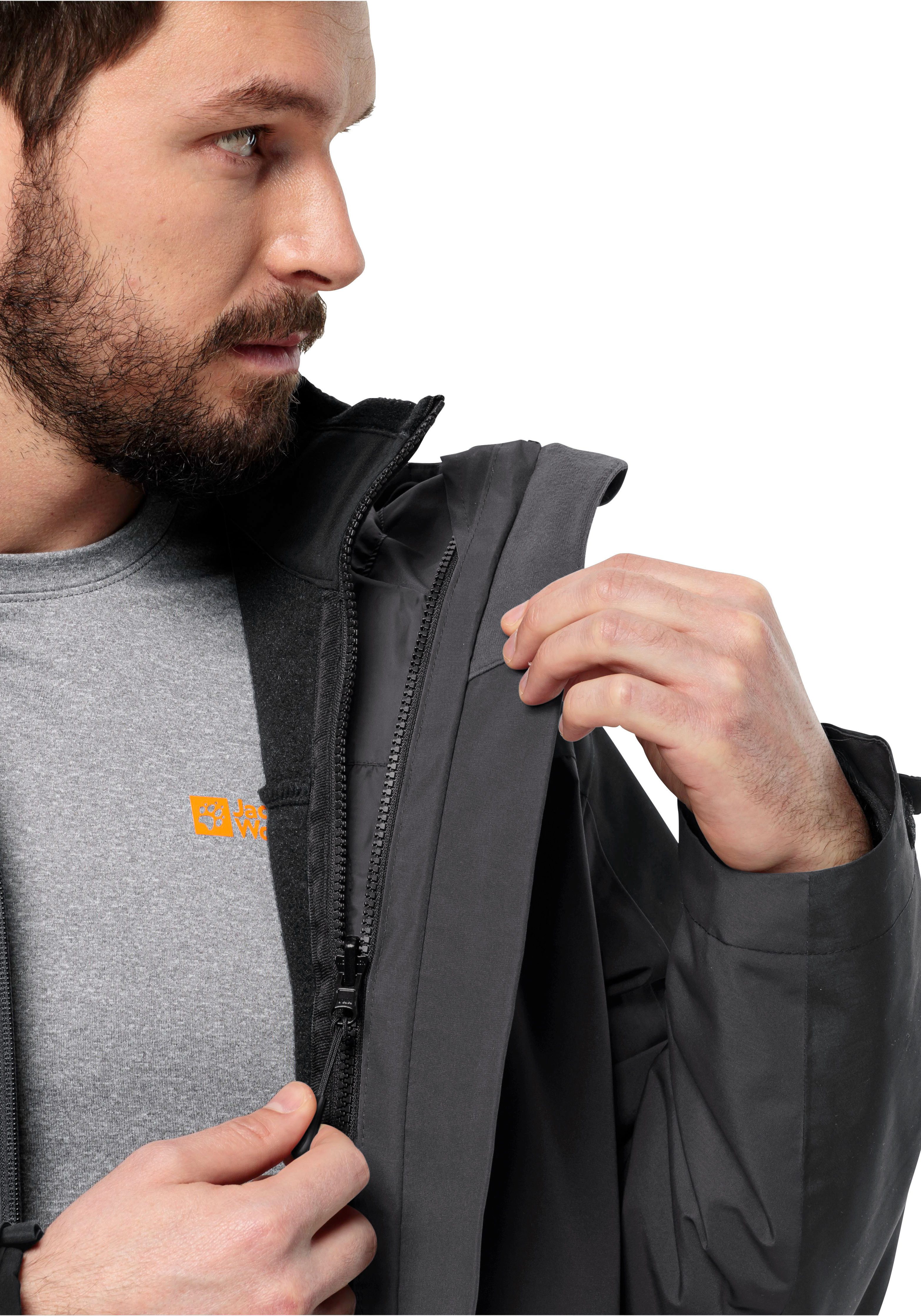 Jack Wolfskin Functioneel 3-in-1-jack TAUBENBERG 3IN1 JKT M Waterafstotende ritsen, waterdicht, ademend