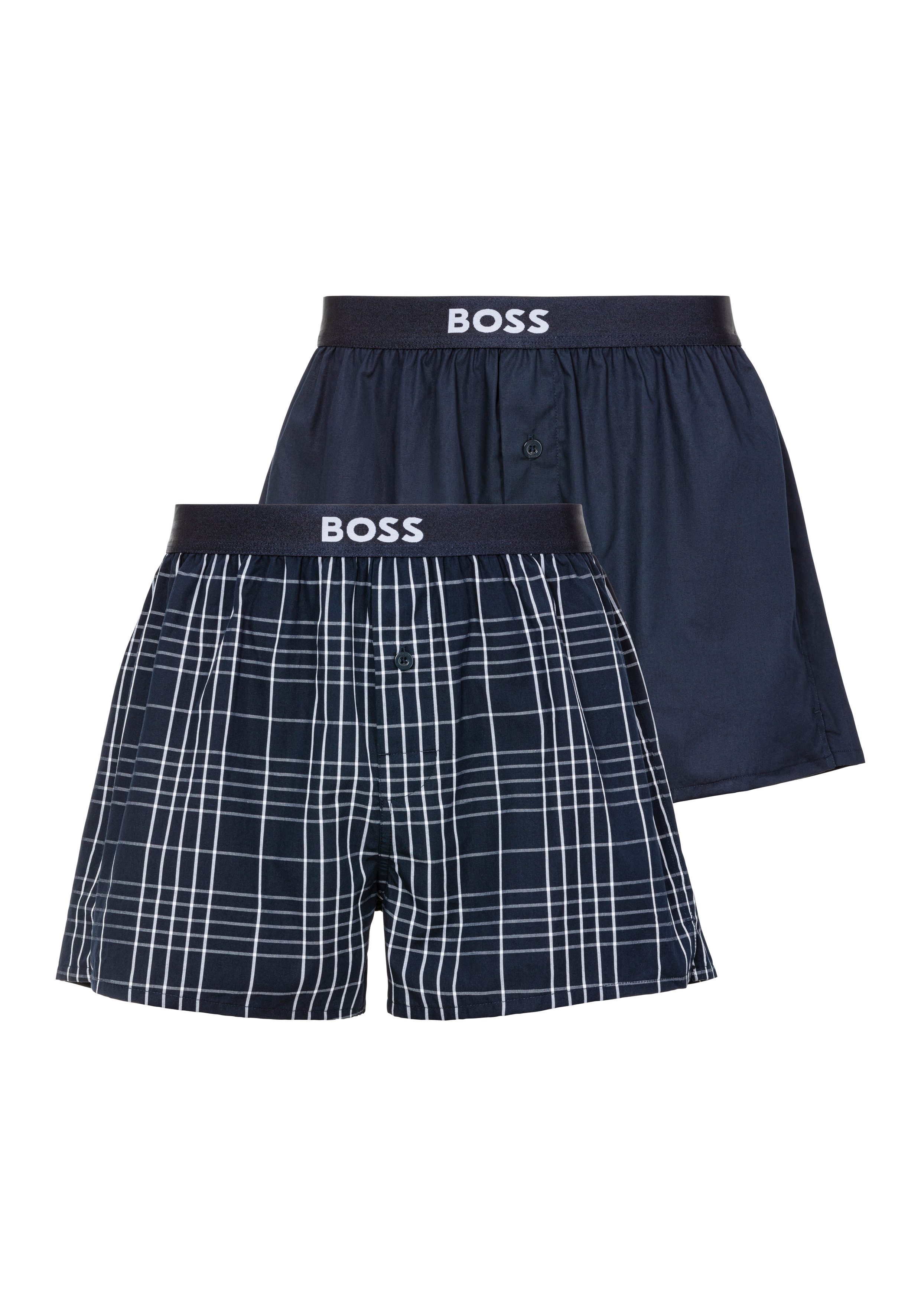 BOSS Pyjamashort 2P Boxer Shorts EW (set, 2-delig, 2 stuks) heren pyjamabroeken maat M (50) blauw