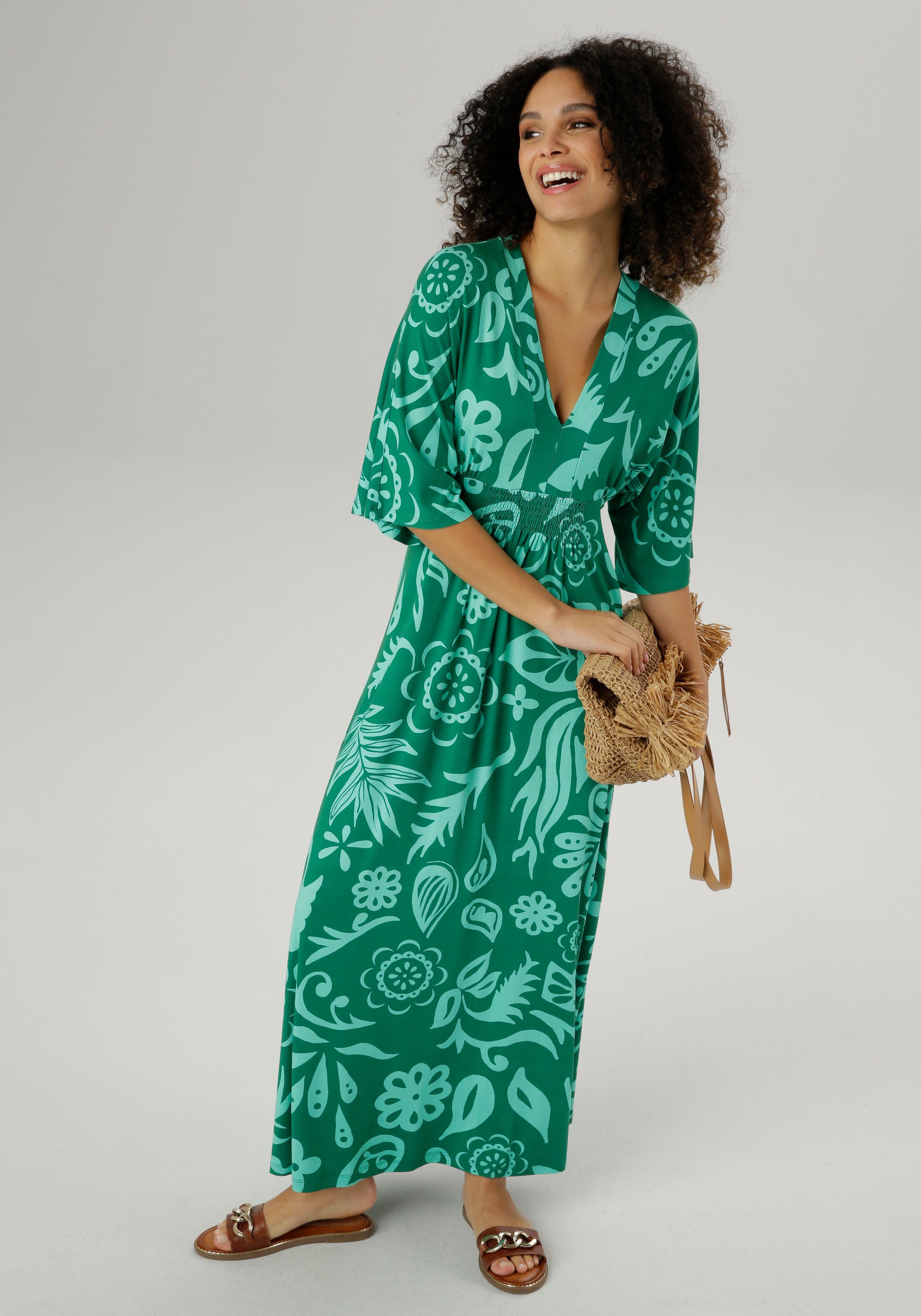Aniston SELECTED Maxi-jurk met wijde 3/4-mouwen
