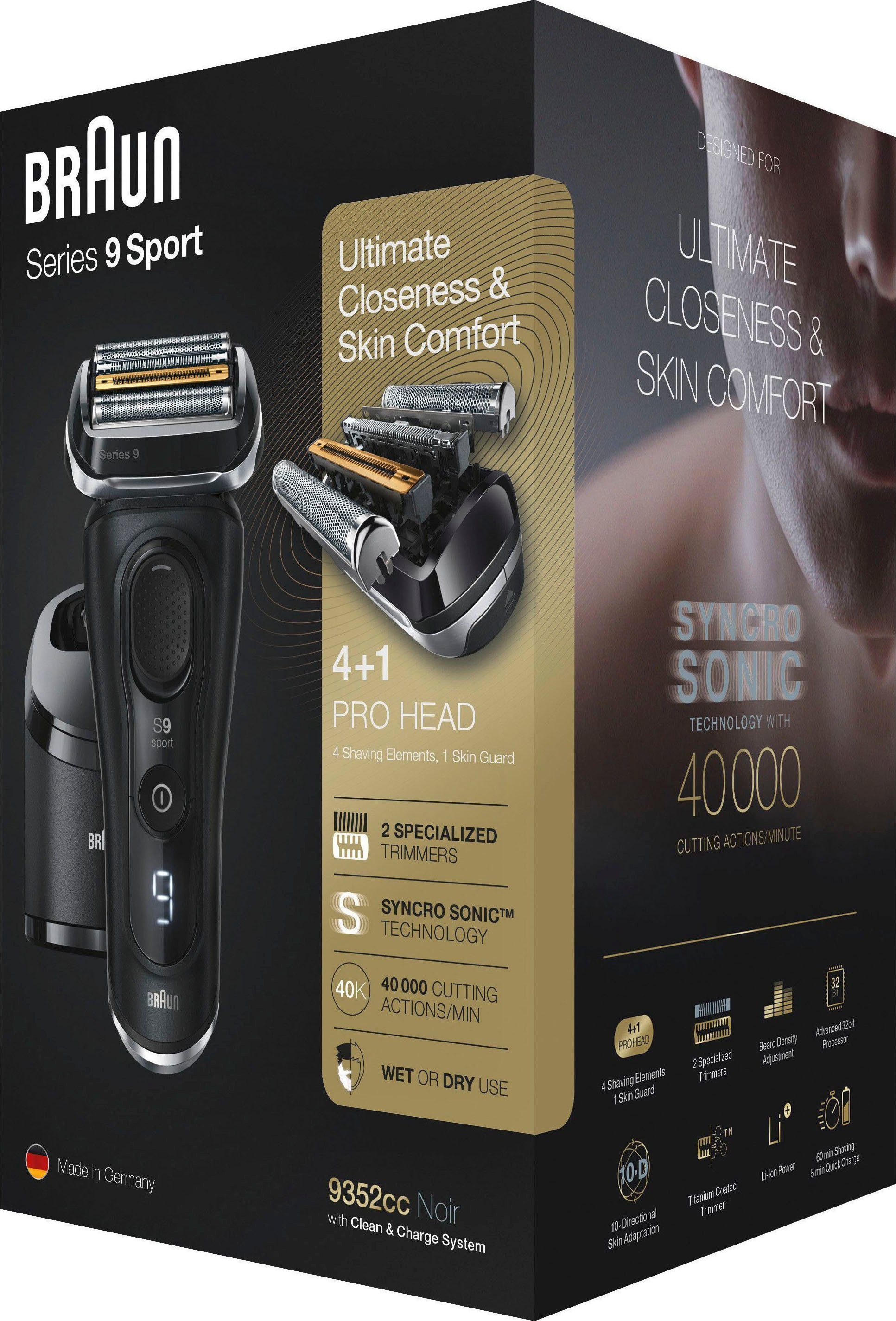 Braun Elektrisch scheerapparaat Series 9 Sport 9352cc Wet&Dry, 4+1 scheerkop