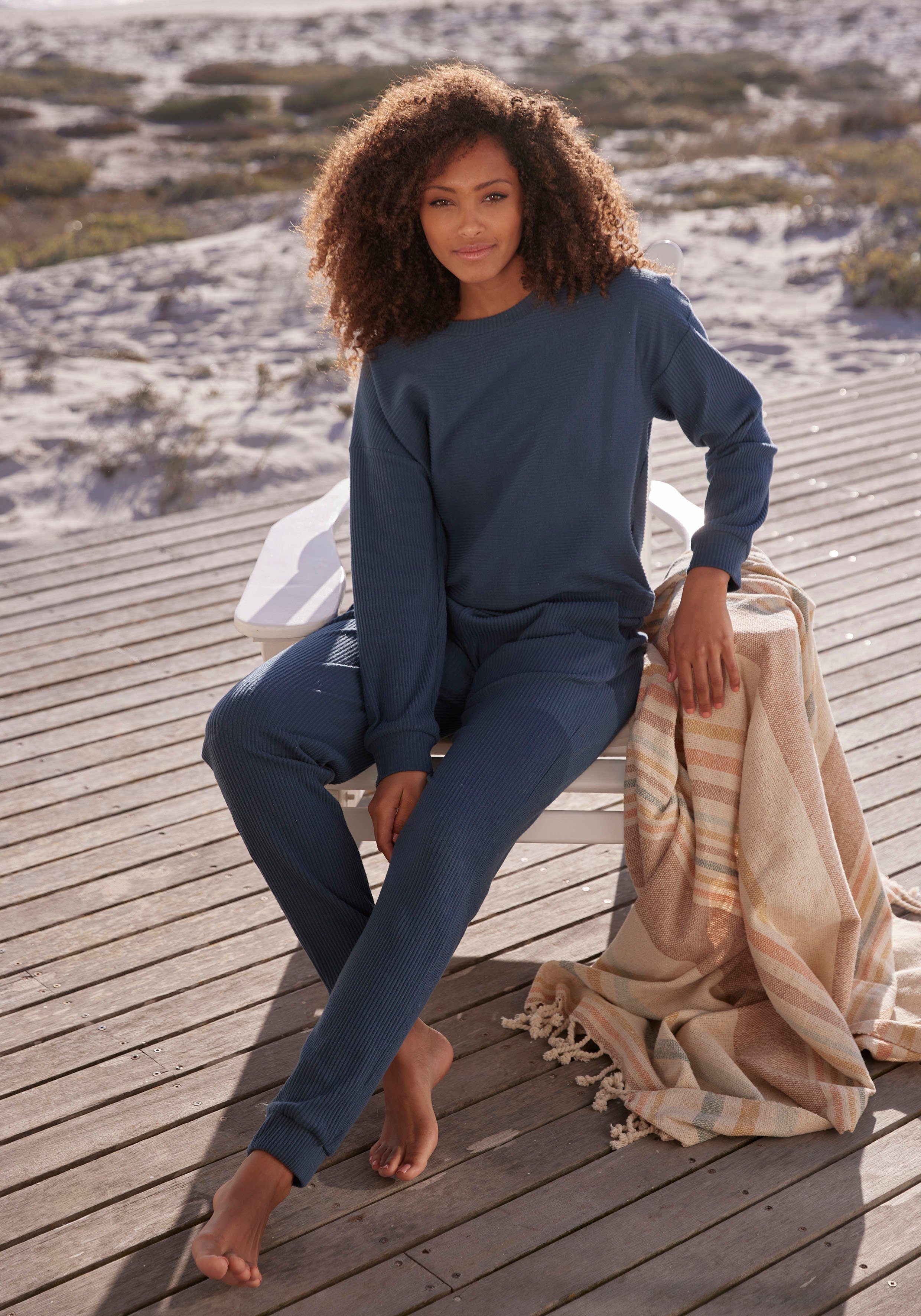s.Oliver RED LABEL Beachwear Relaxbroek -broek in ribkwaliteit Sweatbroek van ribkwaliteit met insteekzakken, loungewear