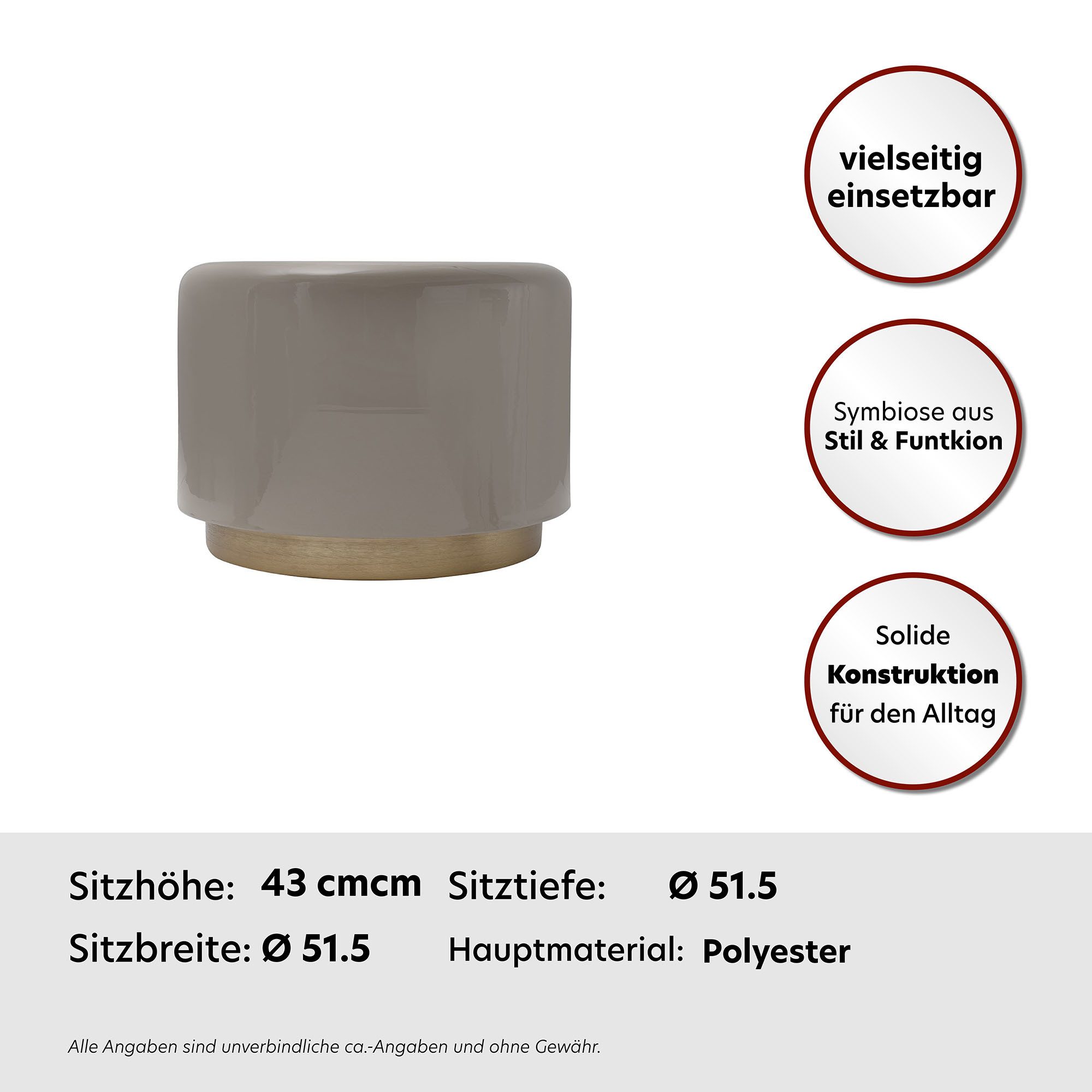 Kayoom Zithocker Kruk Artisse, elegante uitstraling door goudkleurige sokkel (1 stuk)